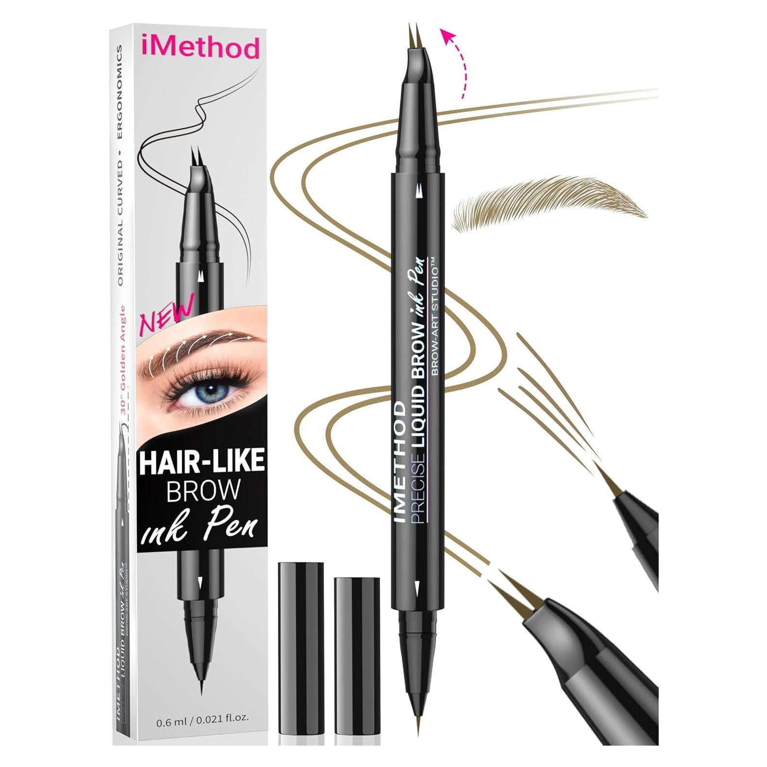 Lápiz de Cejas Curvado iMethod - Marrón Claro, Doble Extremo