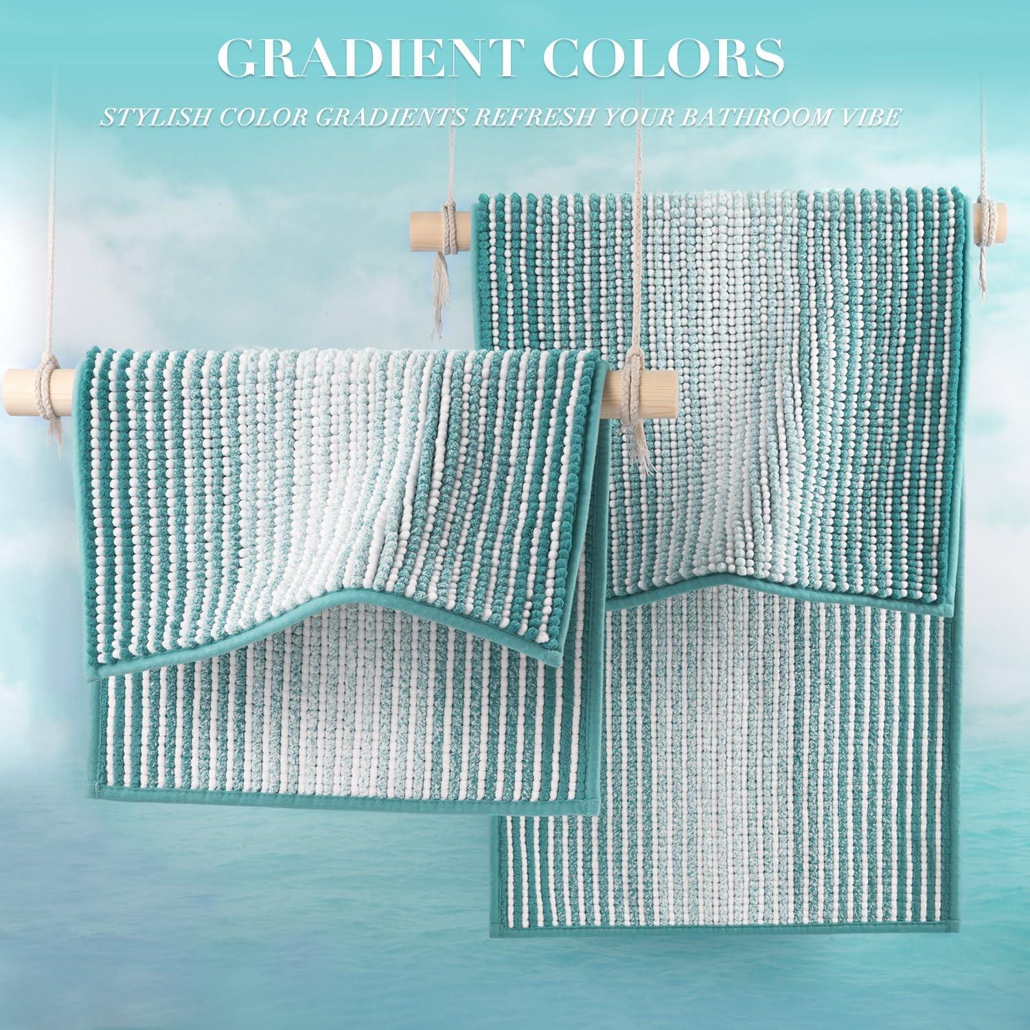 Juego de Alfombrillas de Baño BSICPRO Chenilla Verde Aqua 2 Piezas