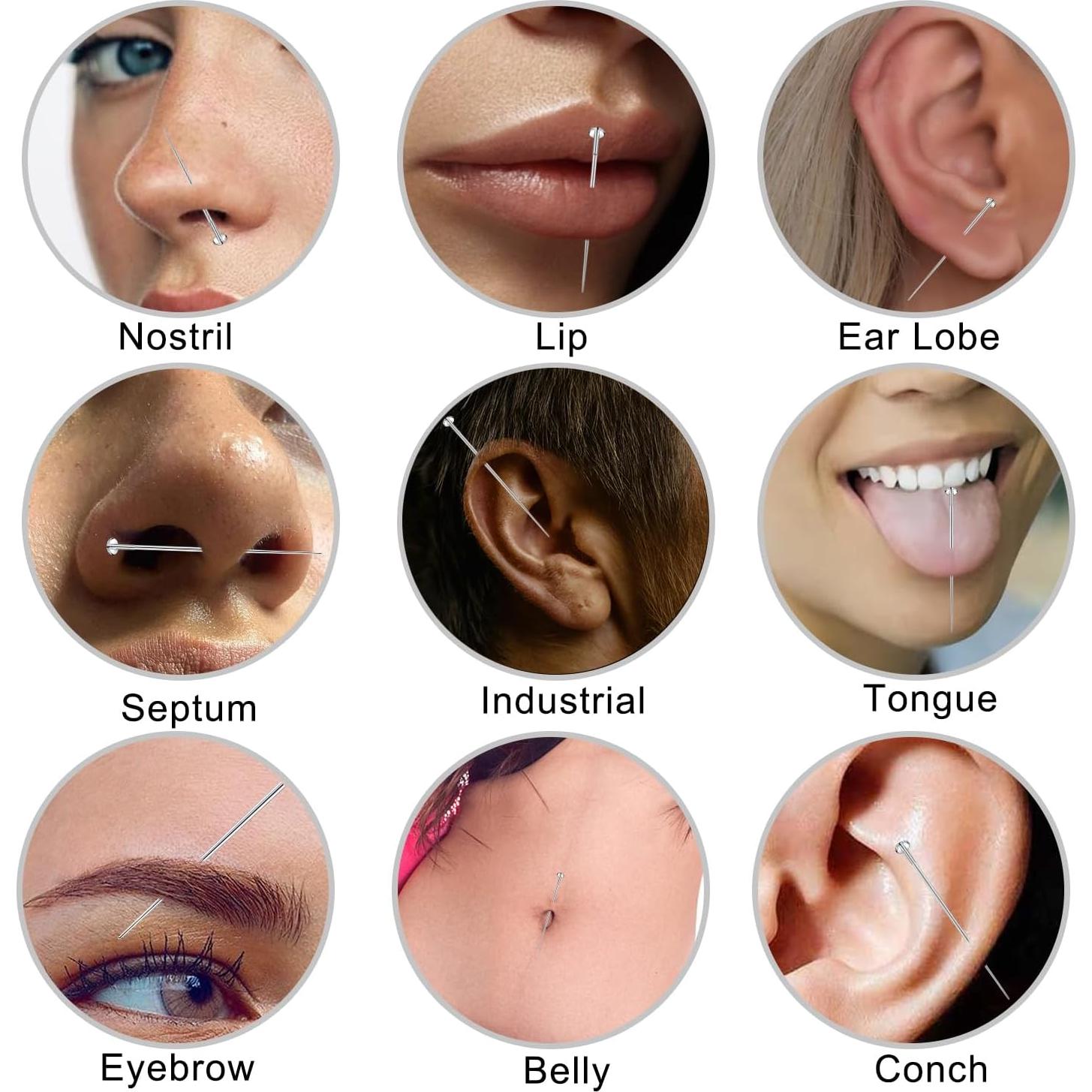 Kit de Herramientas para Piercing VOJO 16G 18G Acero Inoxidable