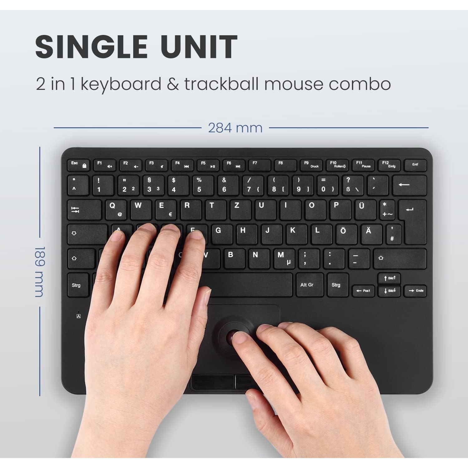 Teclado Mini USB Perixx PERIBOARD-526 con Trackball