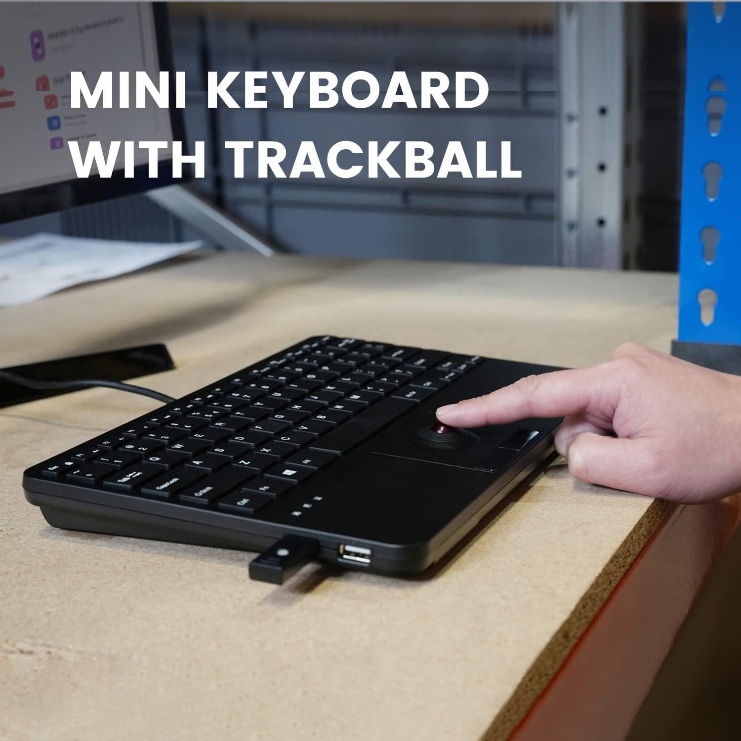 Teclado Mini USB Perixx PERIBOARD-526 con Trackball