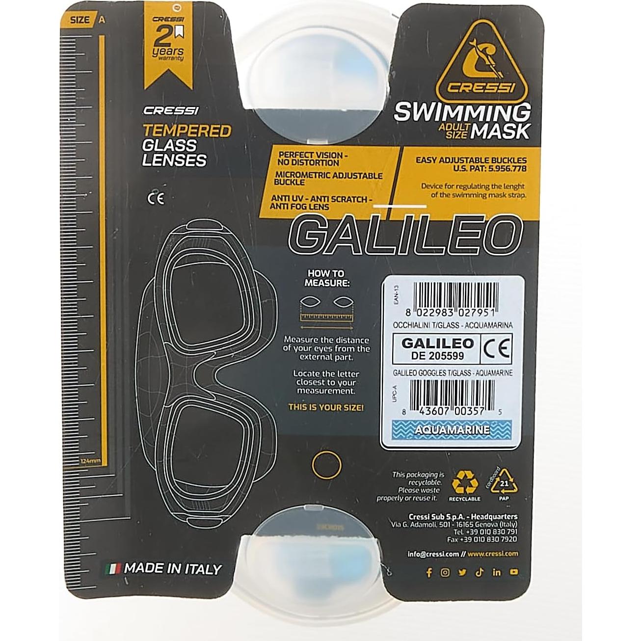 Gafas de natación Cressi Galileo con lentes de vidrio templado