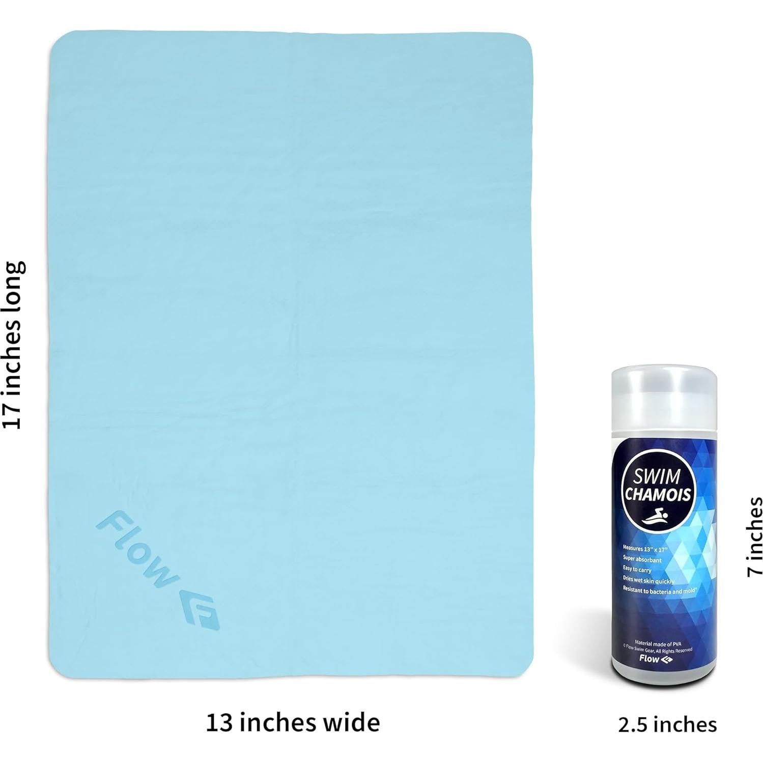 Toalla Chamois Flow Swim Aguamarina - Secado Rápido 43x33cm