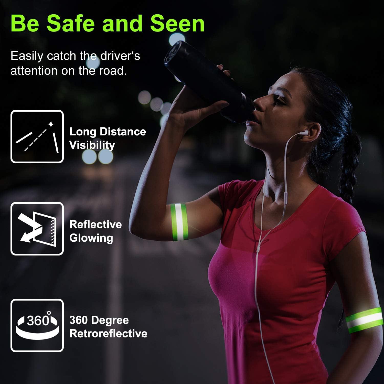 8 Bandas Reflectantes Sumind para Correr y Ciclismo Verde