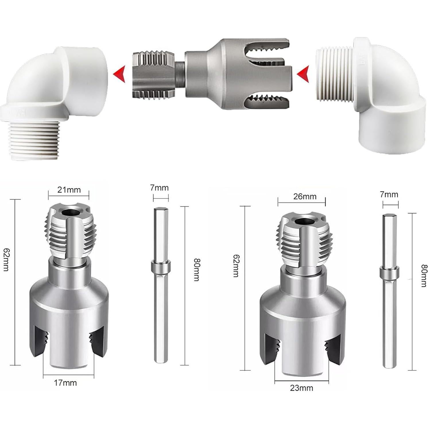 Herramienta de Corte de Roscas de Tubo PVC Piywan 2PCS 1/2" y 3/4"
