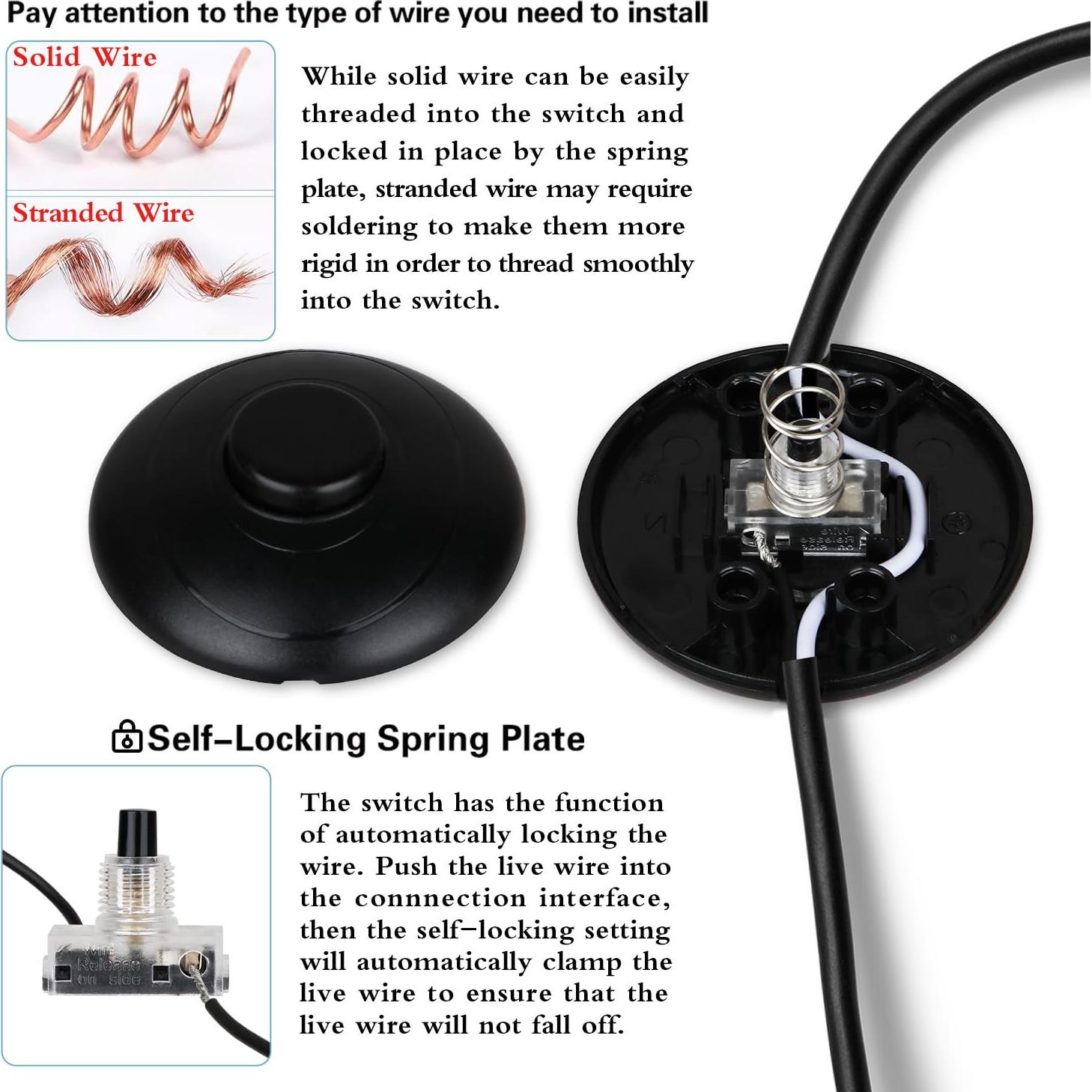 Interruptor de Pie Helunsi para Lámpara de Suelo Negro 1Pcs