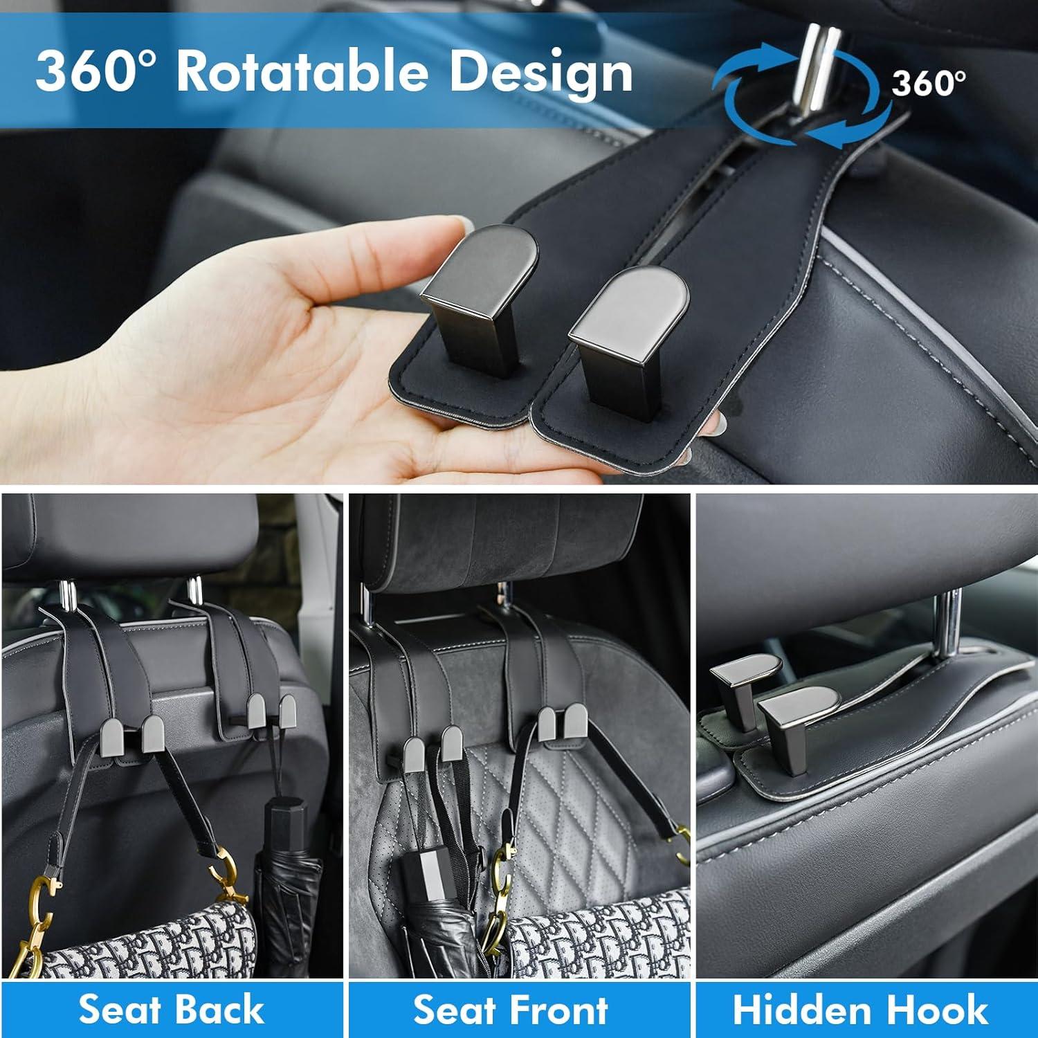 Ganchos para Reposacabezas LYOOLY - Organizador de Asiento Negro