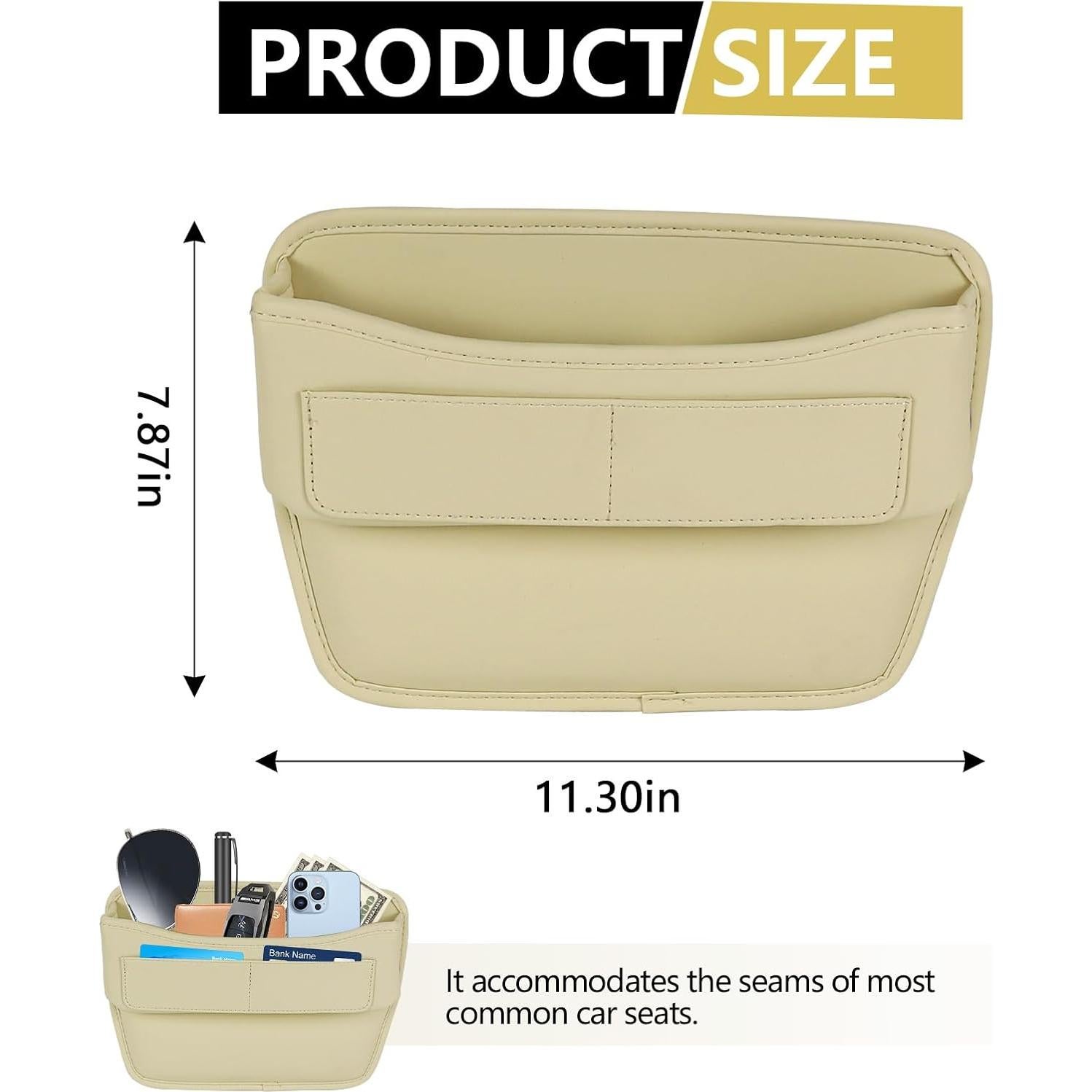 Organizador de Asiento Automotriz Hbxdeco Beige Cuero Universal