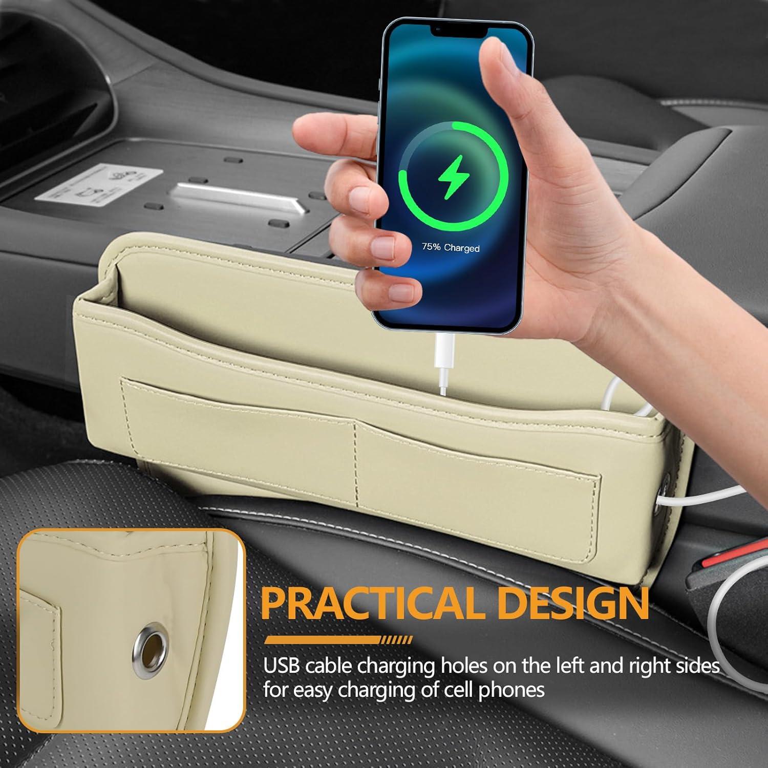 Organizador de Asiento Automotriz Hbxdeco Beige Cuero Universal