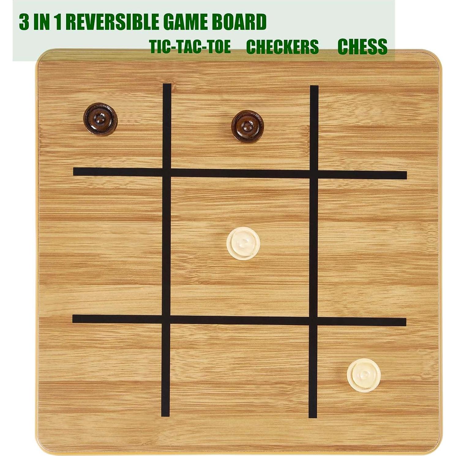 Juego de Ajedrez y Damas 3 en 1 VAMSLOVE de Madera 29.21 cm