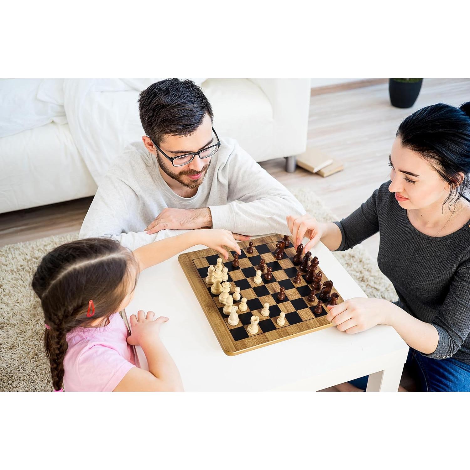 Juego de Ajedrez y Damas 3 en 1 VAMSLOVE de Madera 29.21 cm