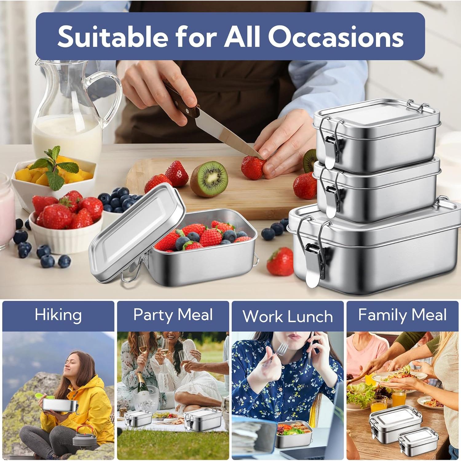 Caja Bento de Acero Inoxidable E-far 550ml a Prueba de Fugas