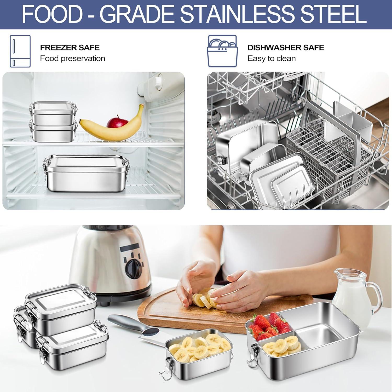 Caja Bento de Acero Inoxidable E-far 550ml a Prueba de Fugas