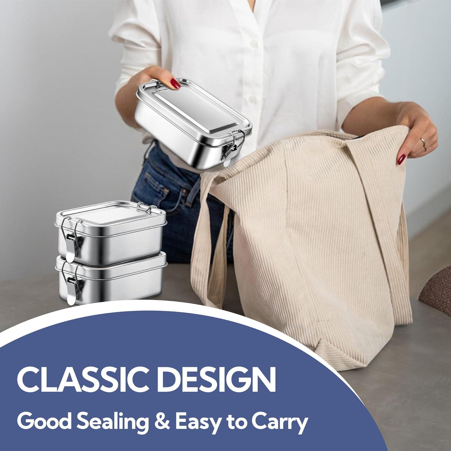 Caja Bento de Acero Inoxidable E-far 550ml a Prueba de Fugas