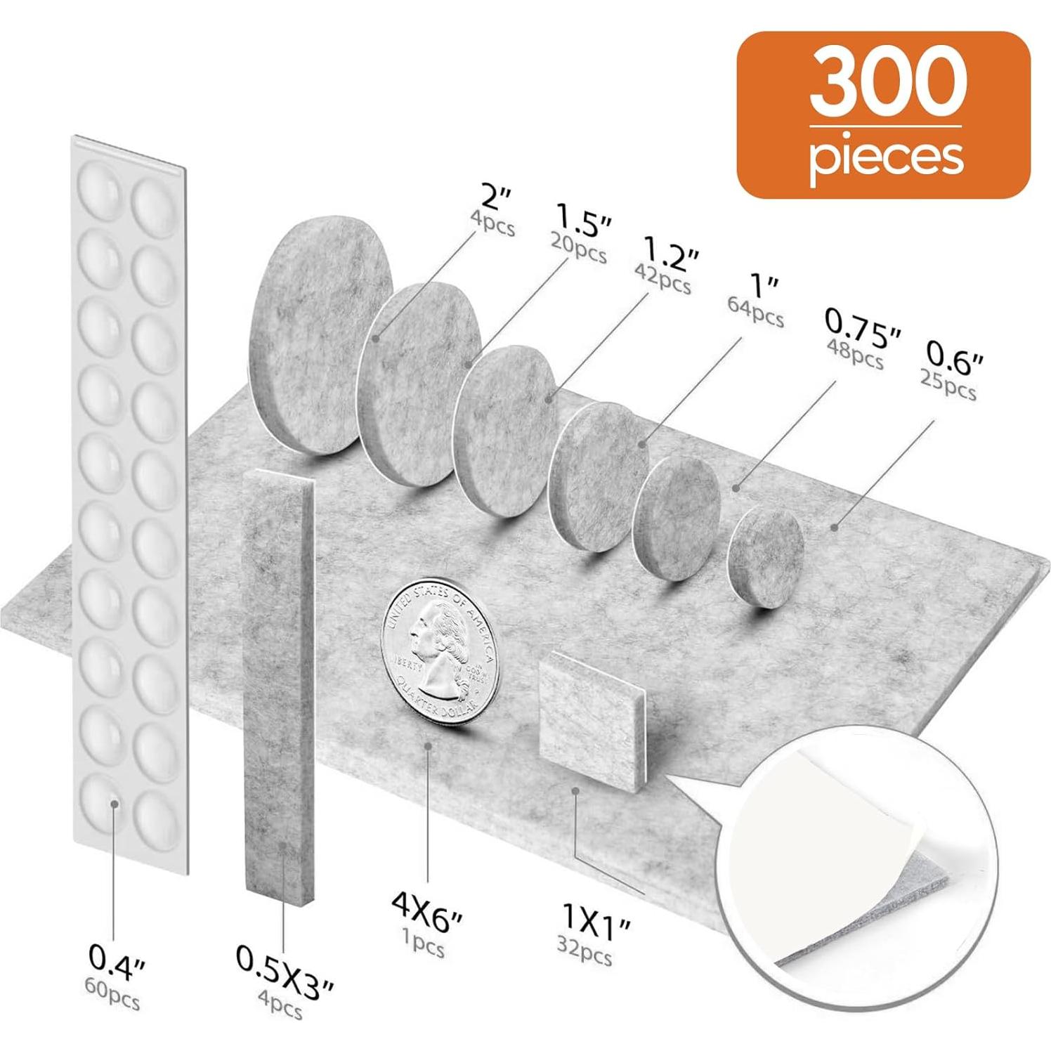 Almohadillas de Fieltro BAIPOK 300 Pcs Antirayaduras 3mm