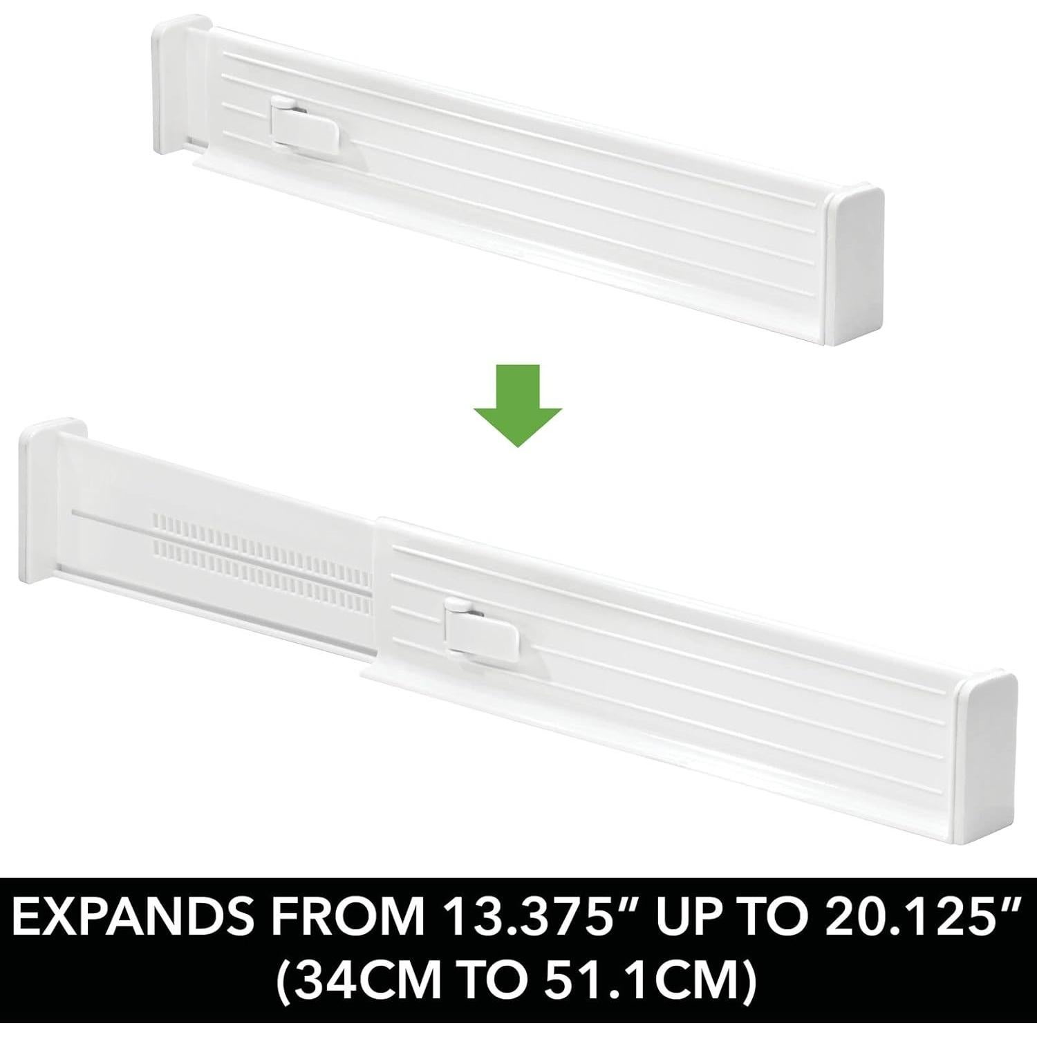 Divisor Expandible para Cajones mDesign - Paquete de 4, Blanco