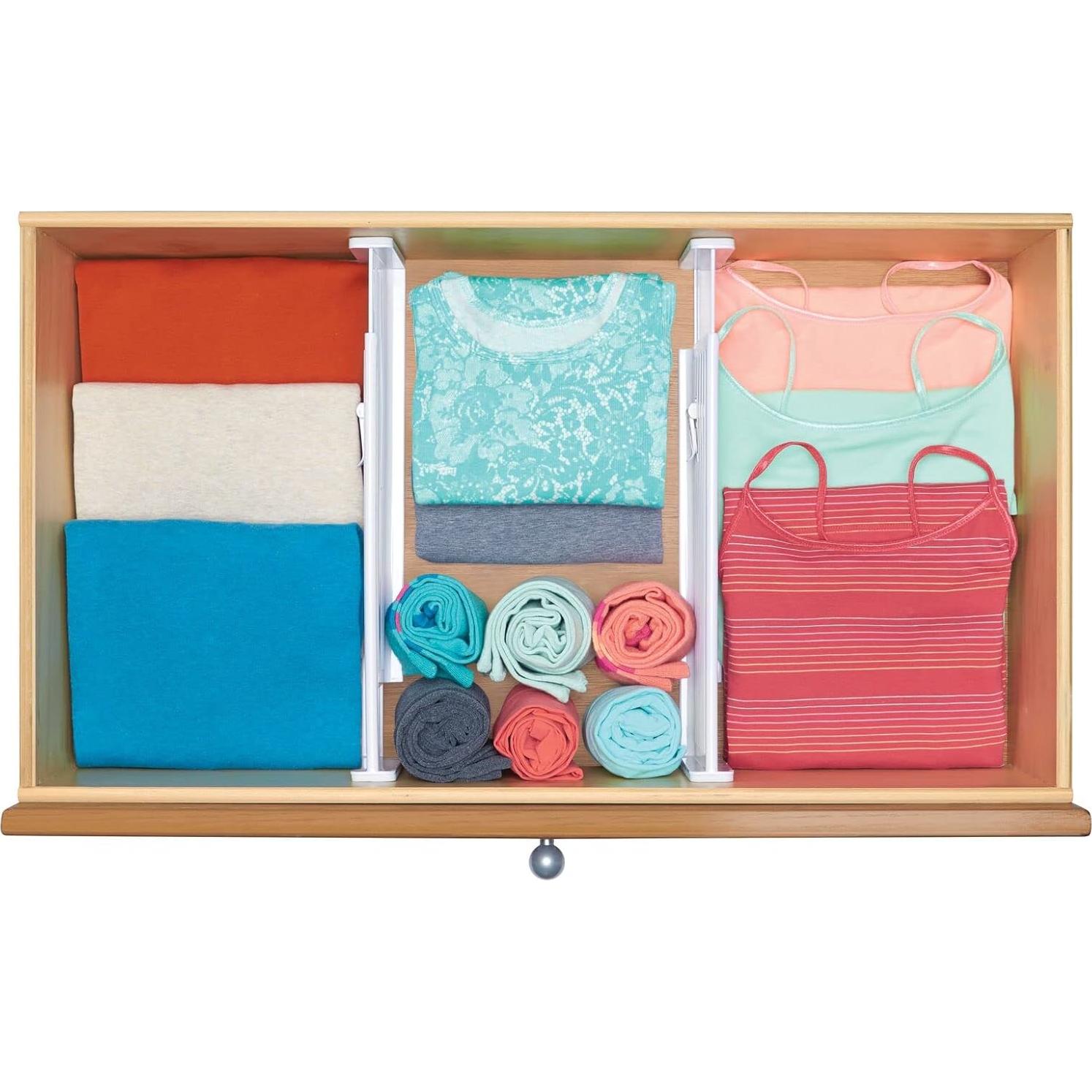 Divisor Expandible para Cajones mDesign - Paquete de 4, Blanco