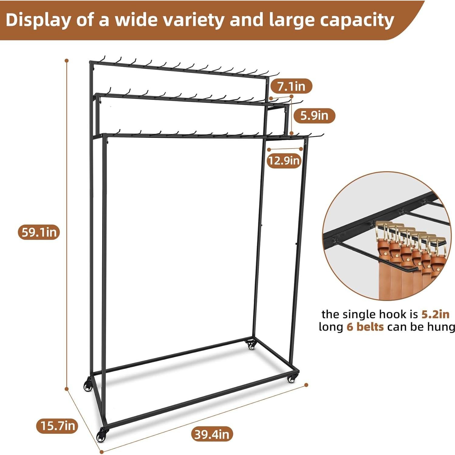 Organizador de Cinturones MikaYYeaga 3 Niveles 42 Ganchos Negro