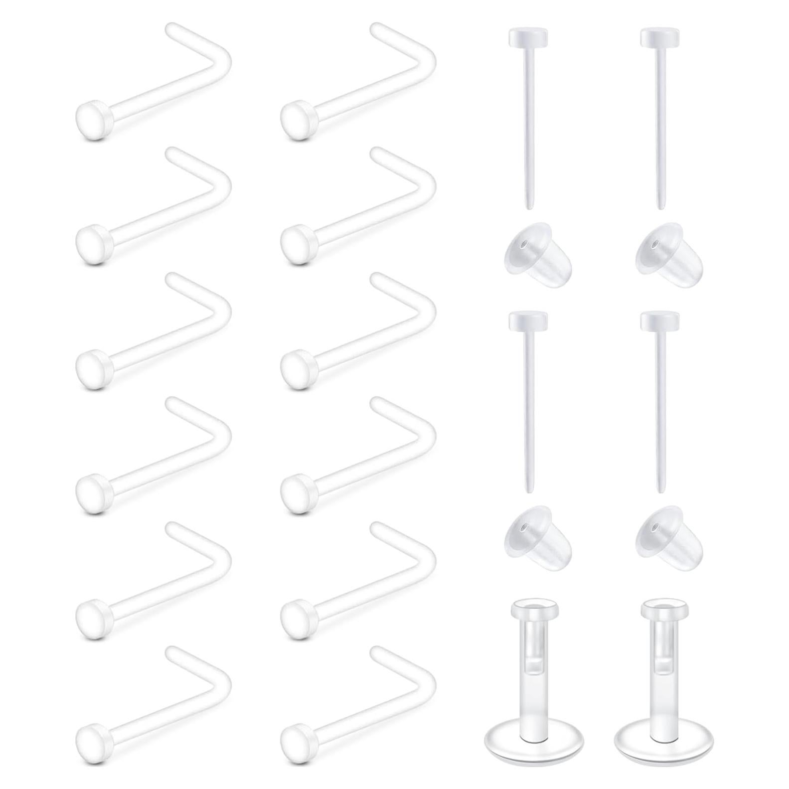 Anillos de Nariz Transparentes QWALIT 18g 20g 12 Piezas