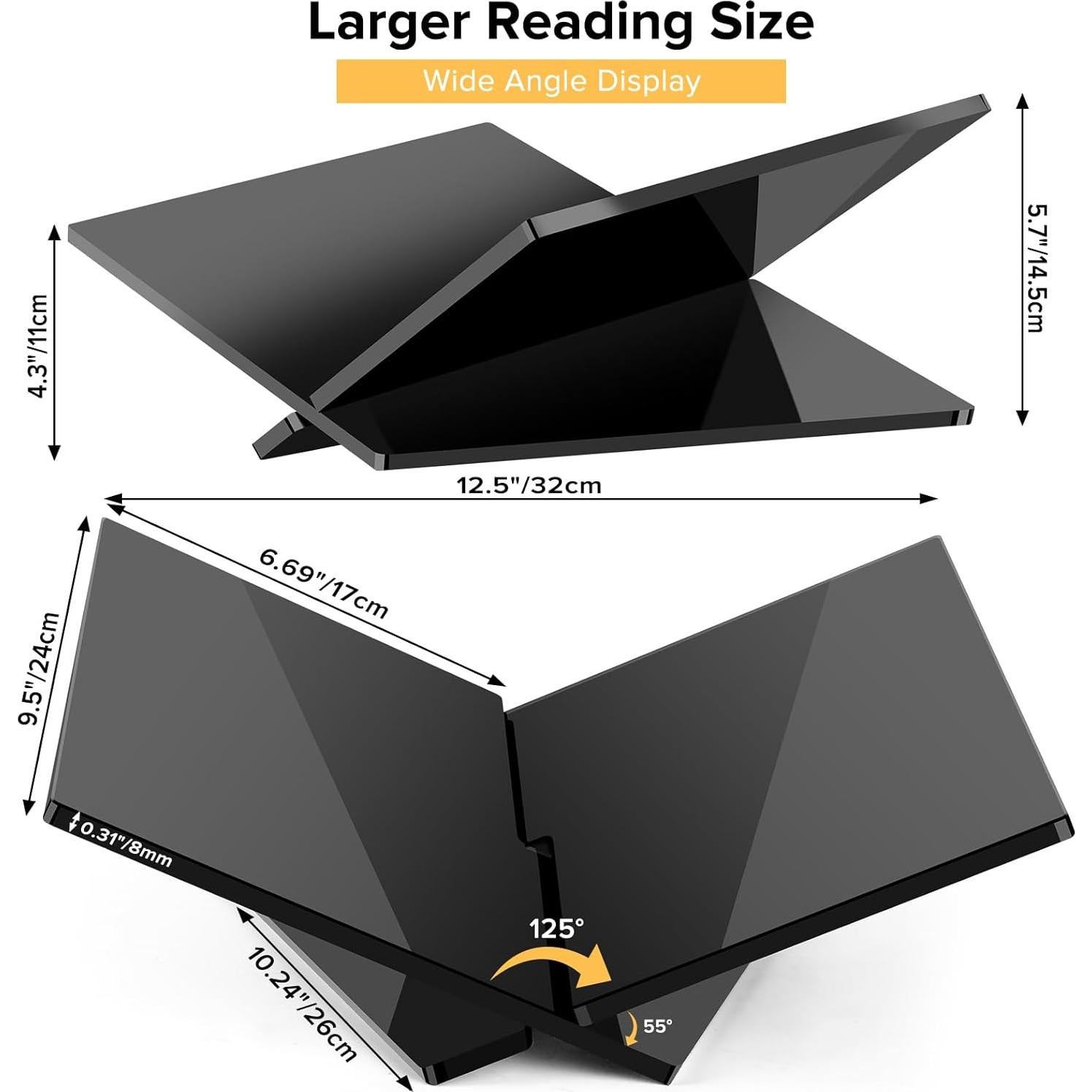 Soporte de Libros Acrílico UikJOY Grande Negro 32x24x14.5cm