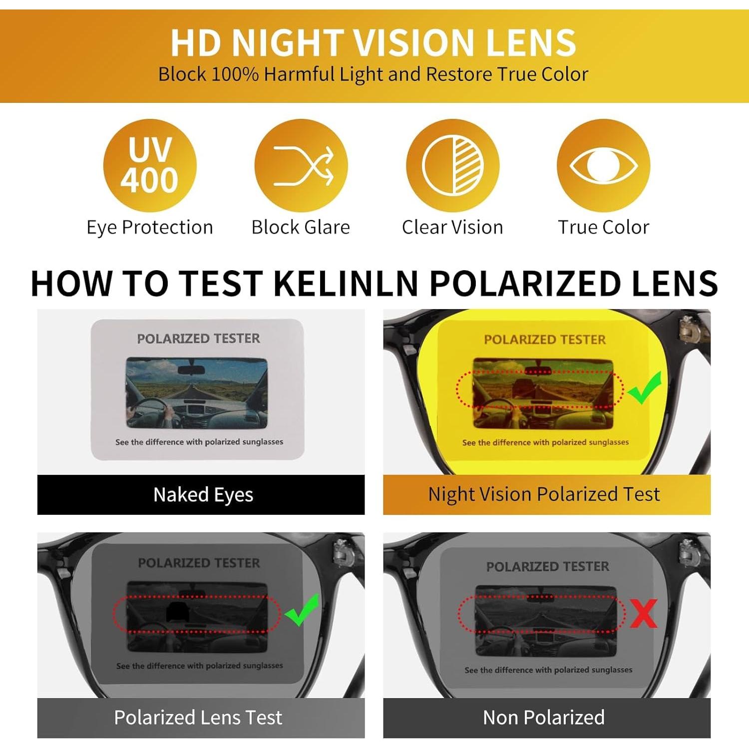 Gafas de Conducción Kelinln Polarizadas Tinte Amarillo HD