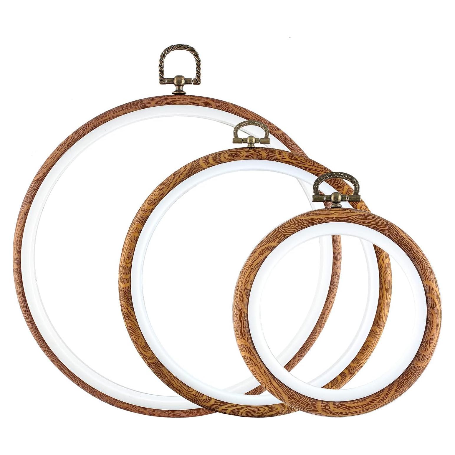 Juego de 3 Aros de Bordado Piutouyar Imitación Madera 10cm 17cm 21cm
