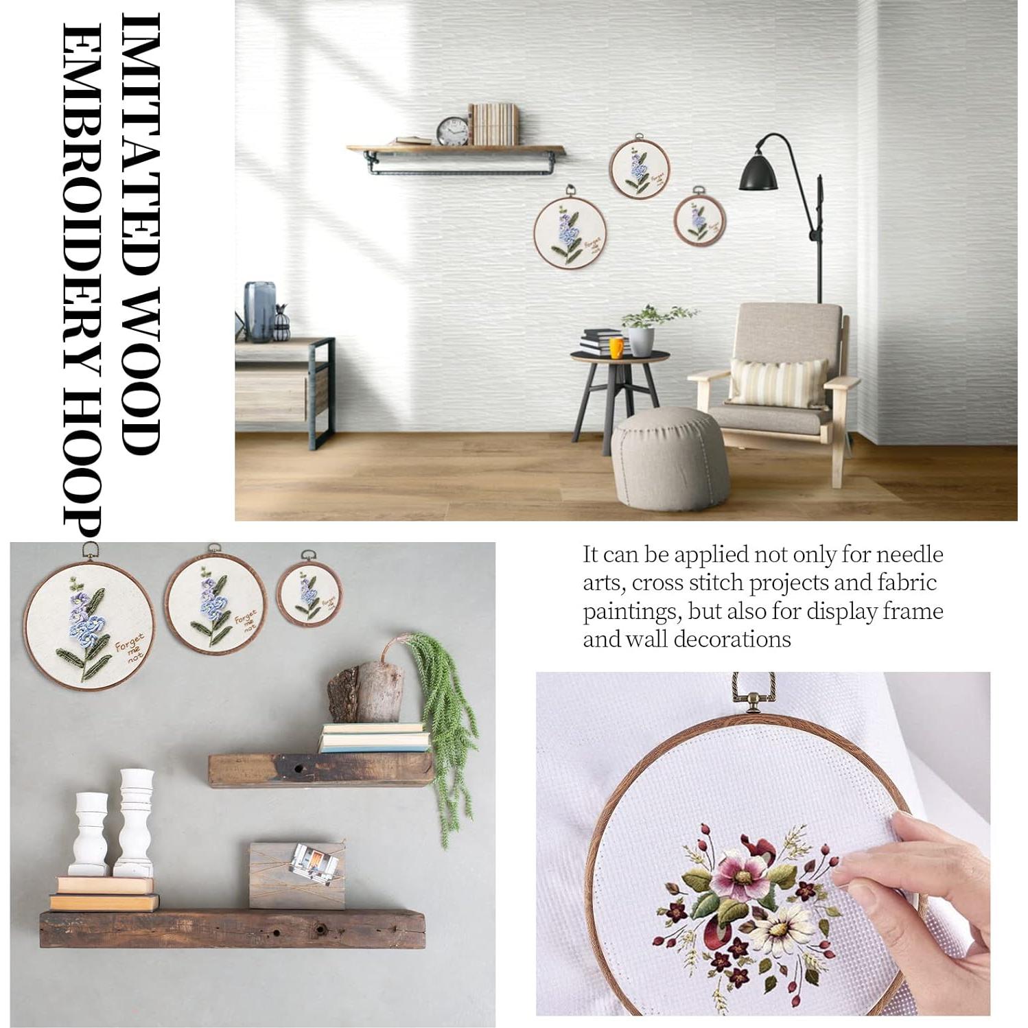 Juego de 3 Aros de Bordado Piutouyar Imitación Madera 10cm 17cm 21cm