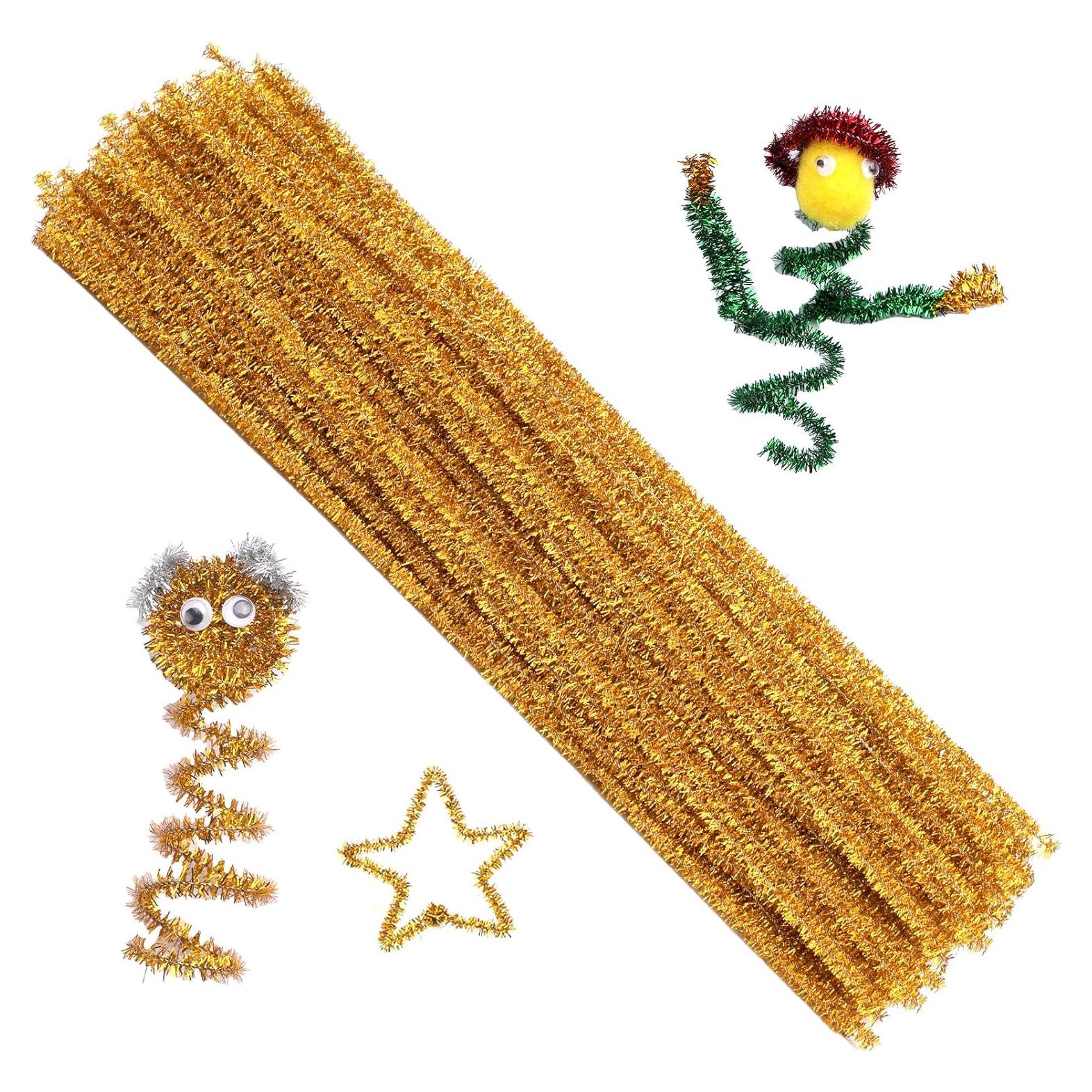 100 Limpiapipas Dorado Brillante Zlulary para Manualidades DIY