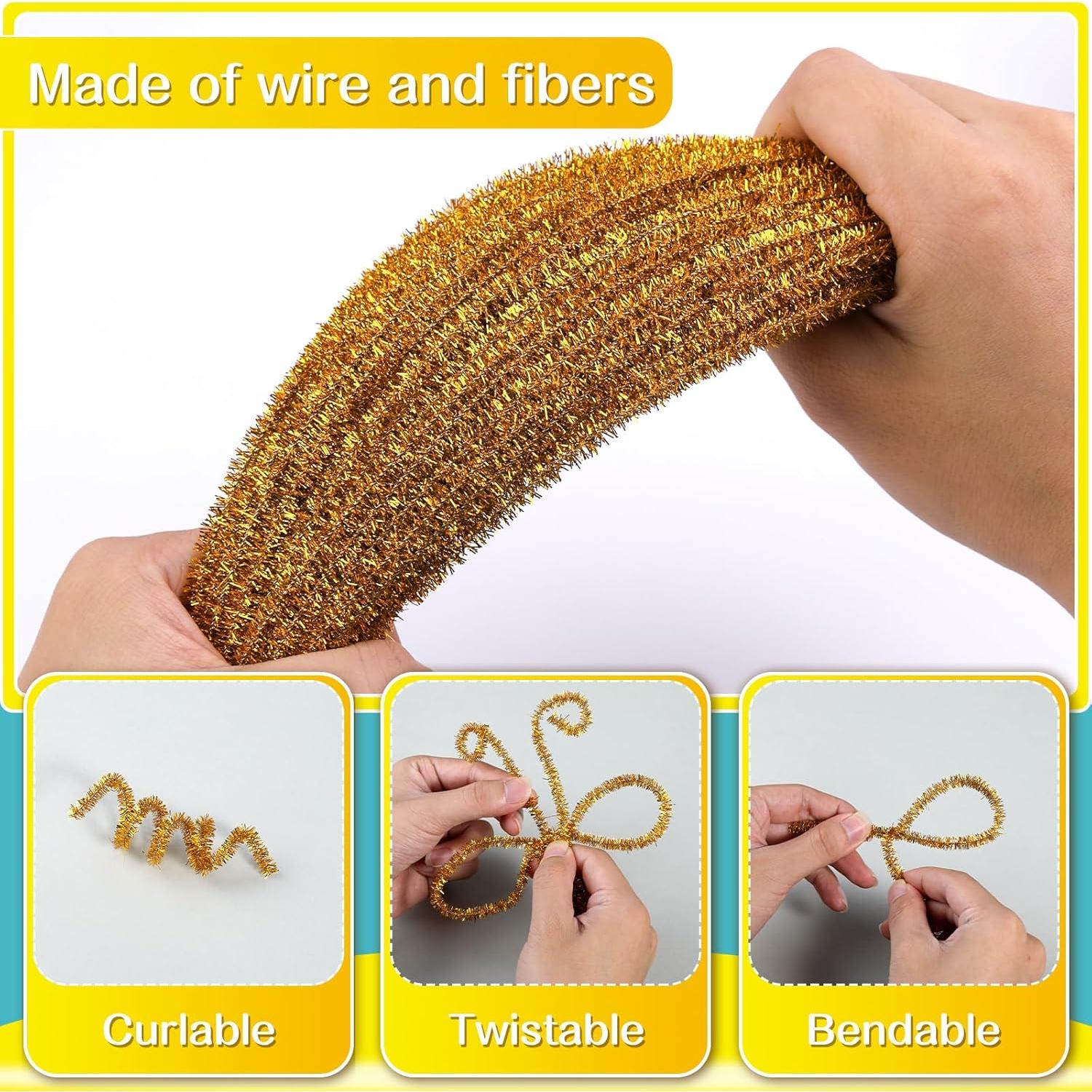 100 Limpiapipas Dorado Brillante Zlulary para Manualidades DIY