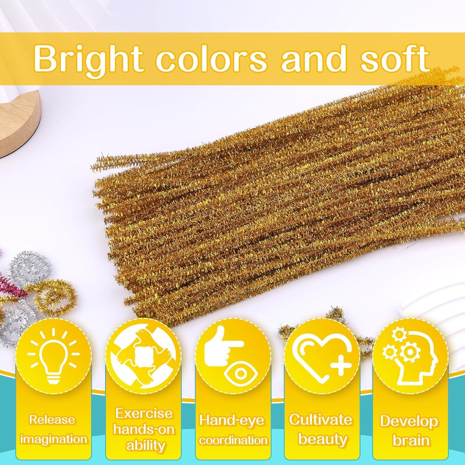 100 Limpiapipas Dorado Brillante Zlulary para Manualidades DIY