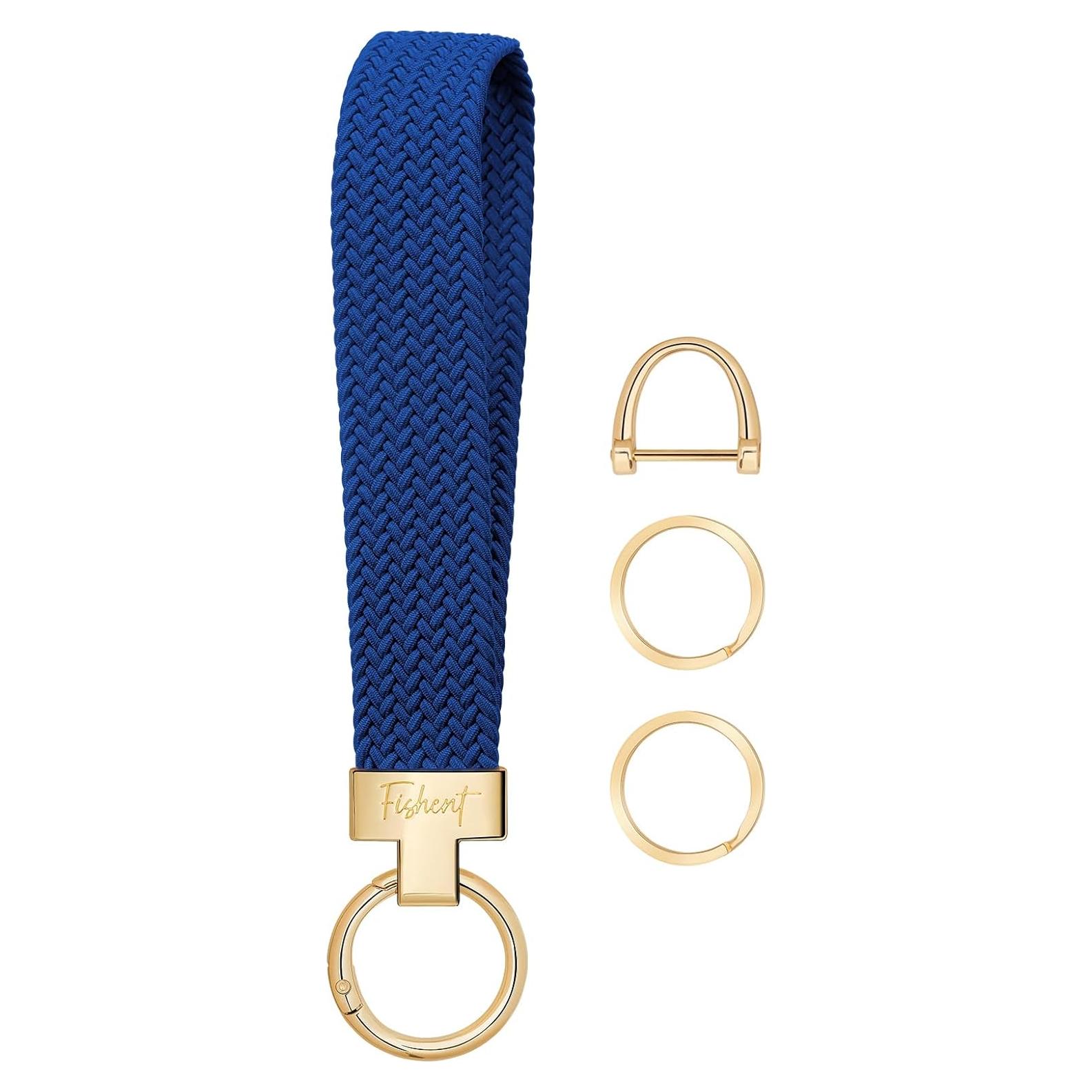 Fishent Llavero Pulsera Trenzada Azul Atlántico con 3 Anillos
