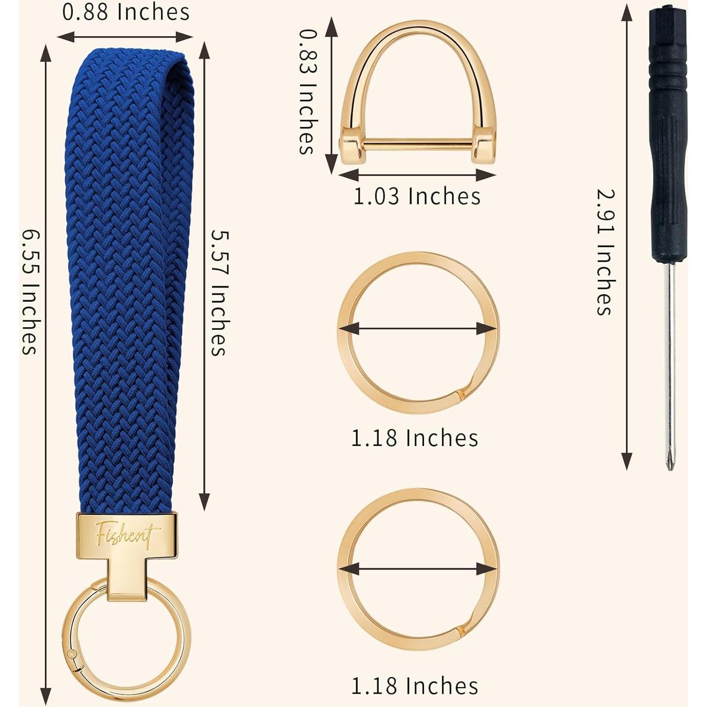 Fishent Llavero Pulsera Trenzada Azul Atlántico con 3 Anillos