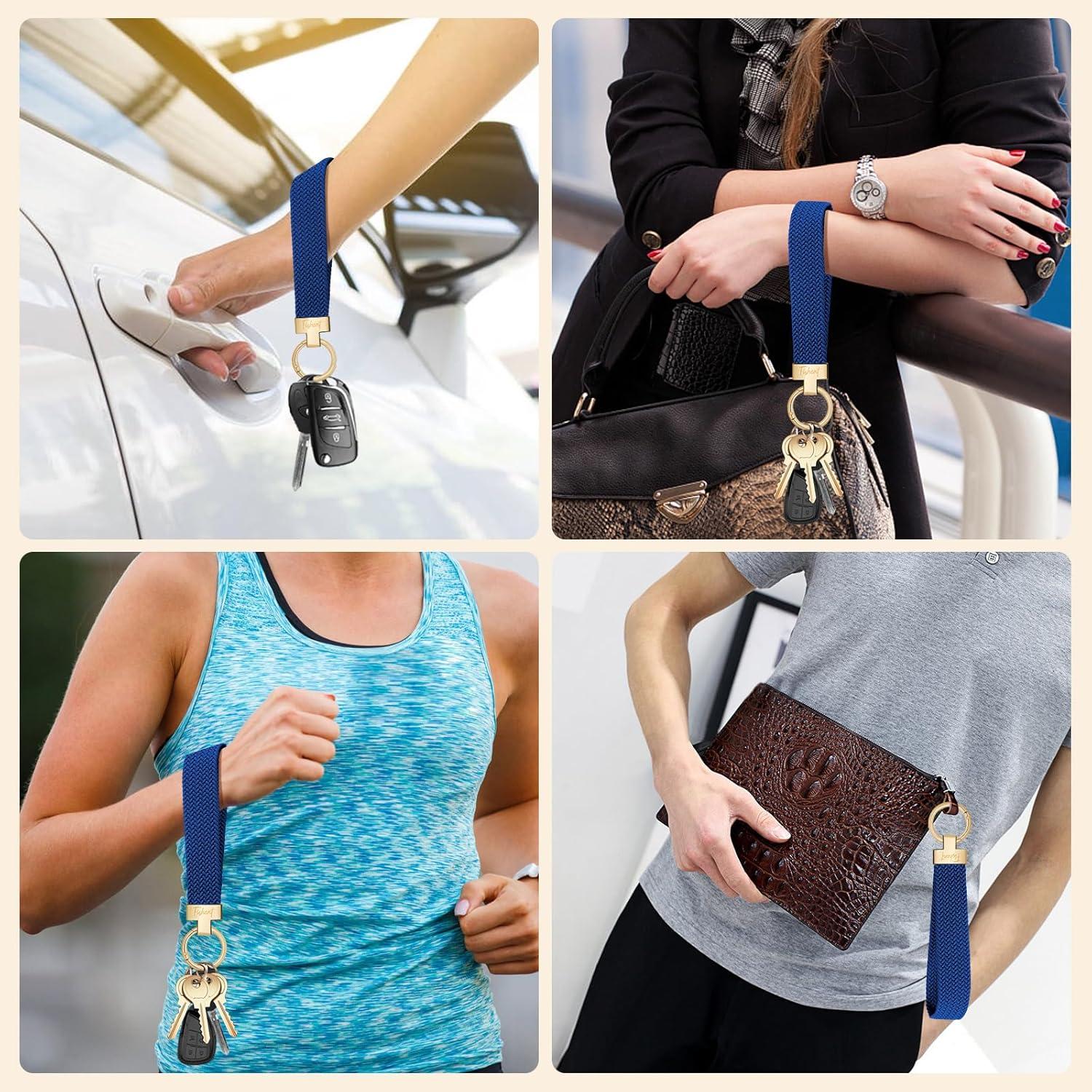 Fishent Llavero Pulsera Trenzada Azul Atlántico con 3 Anillos