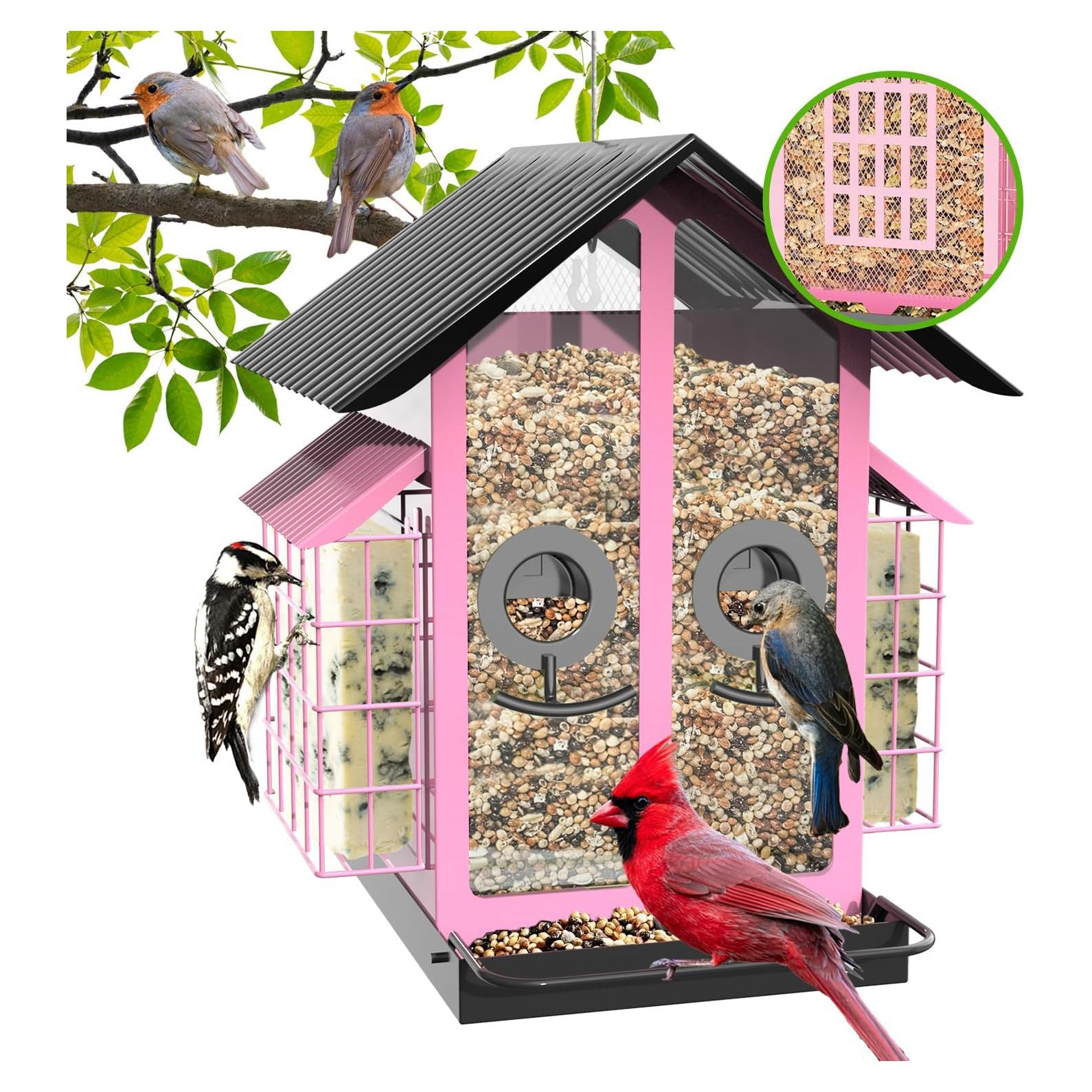 Comedero para Aves FlowaFoli Rosa 4 lbs Impermeable 2 en 1