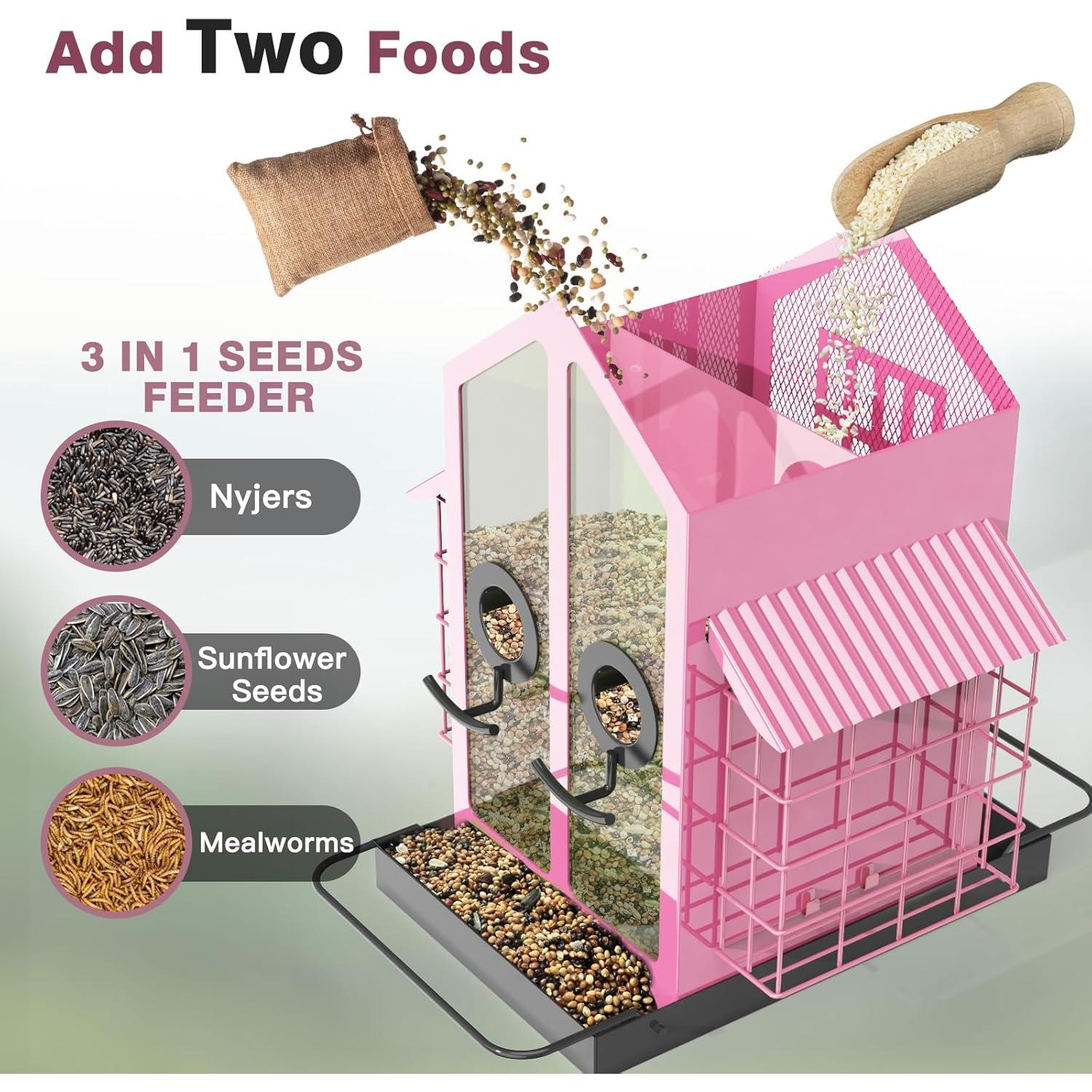 Comedero para Aves FlowaFoli Rosa 4 lbs Impermeable 2 en 1