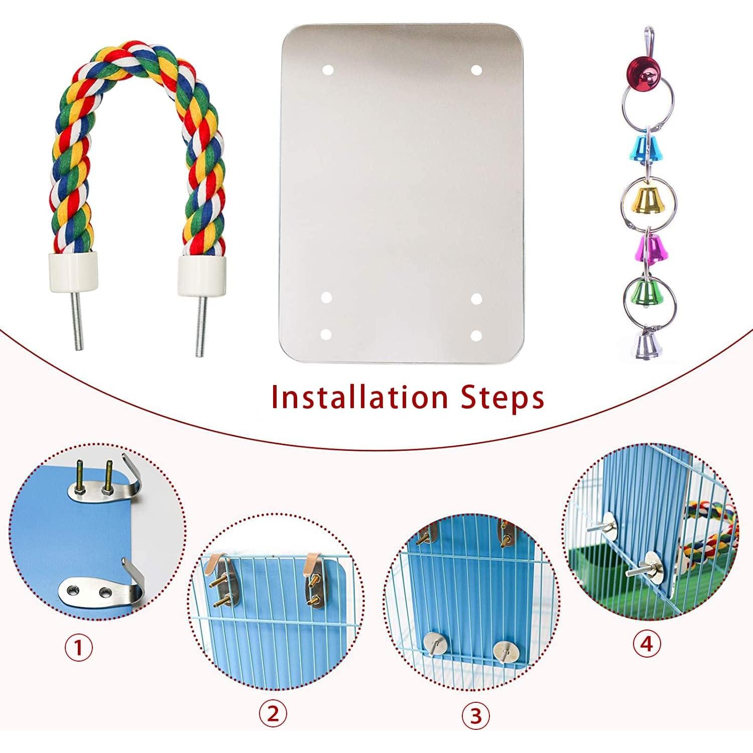 Espejo para Aves LOPERDEVE 17.8 cm con Percha de Cuerda