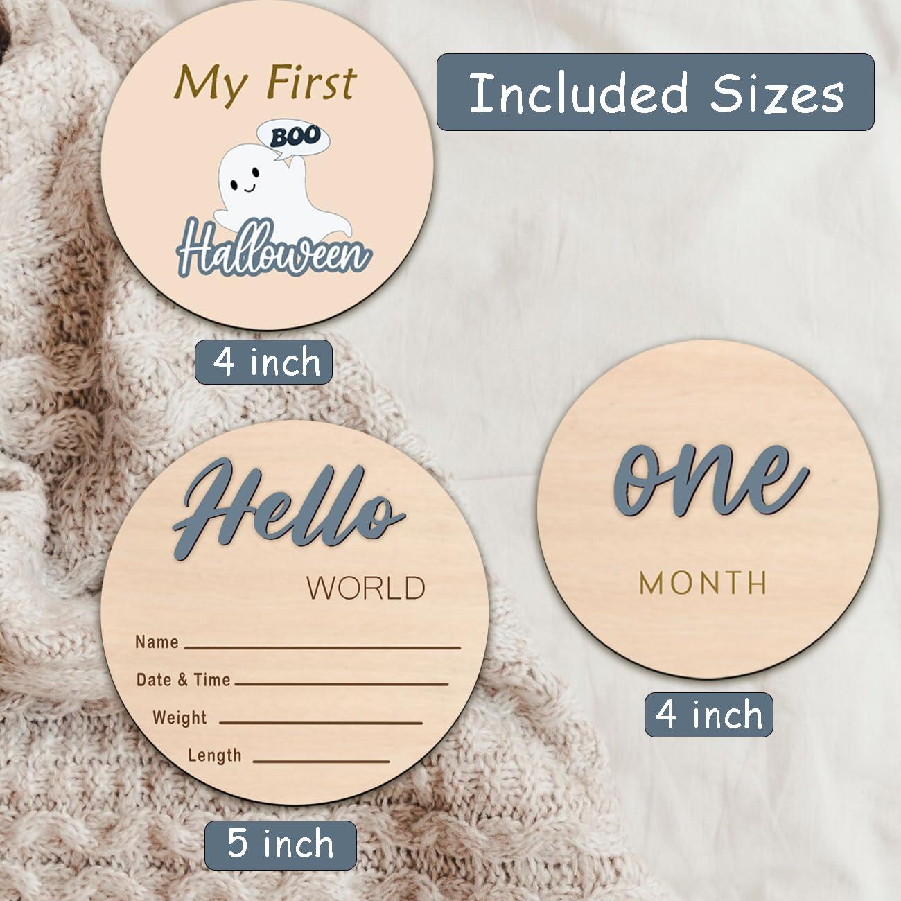 Discos Mensuales de Hitos para Bebés - Madera Azul