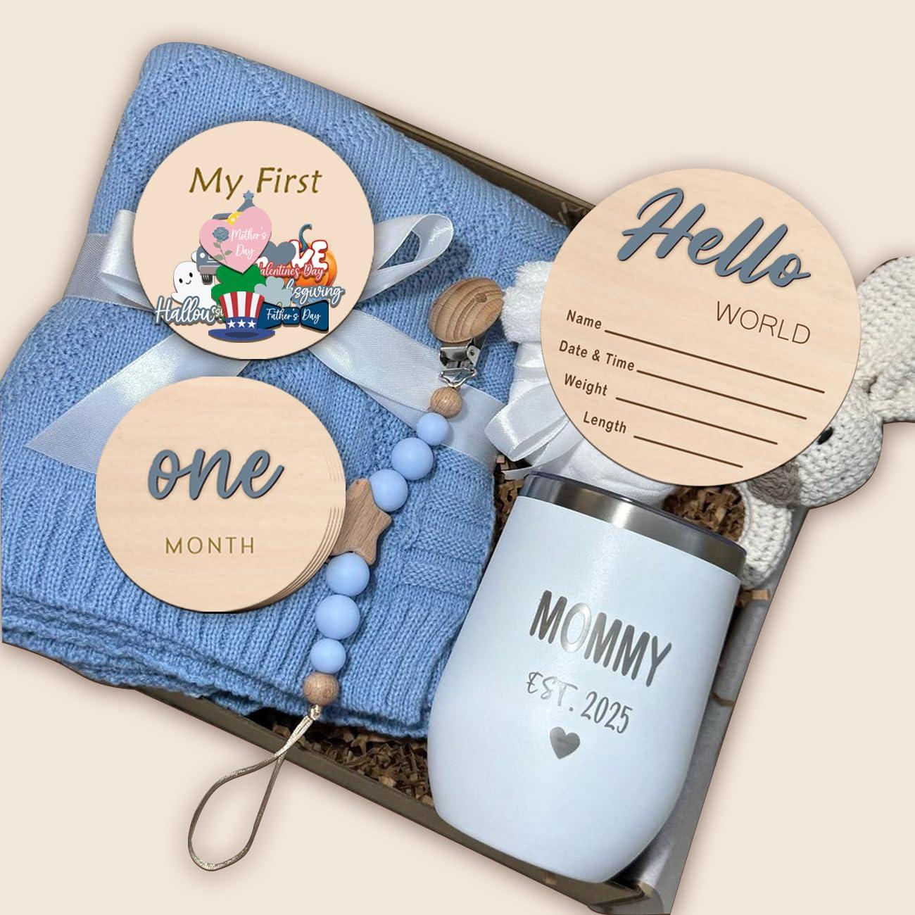 Discos Mensuales de Hitos para Bebés - Madera Azul