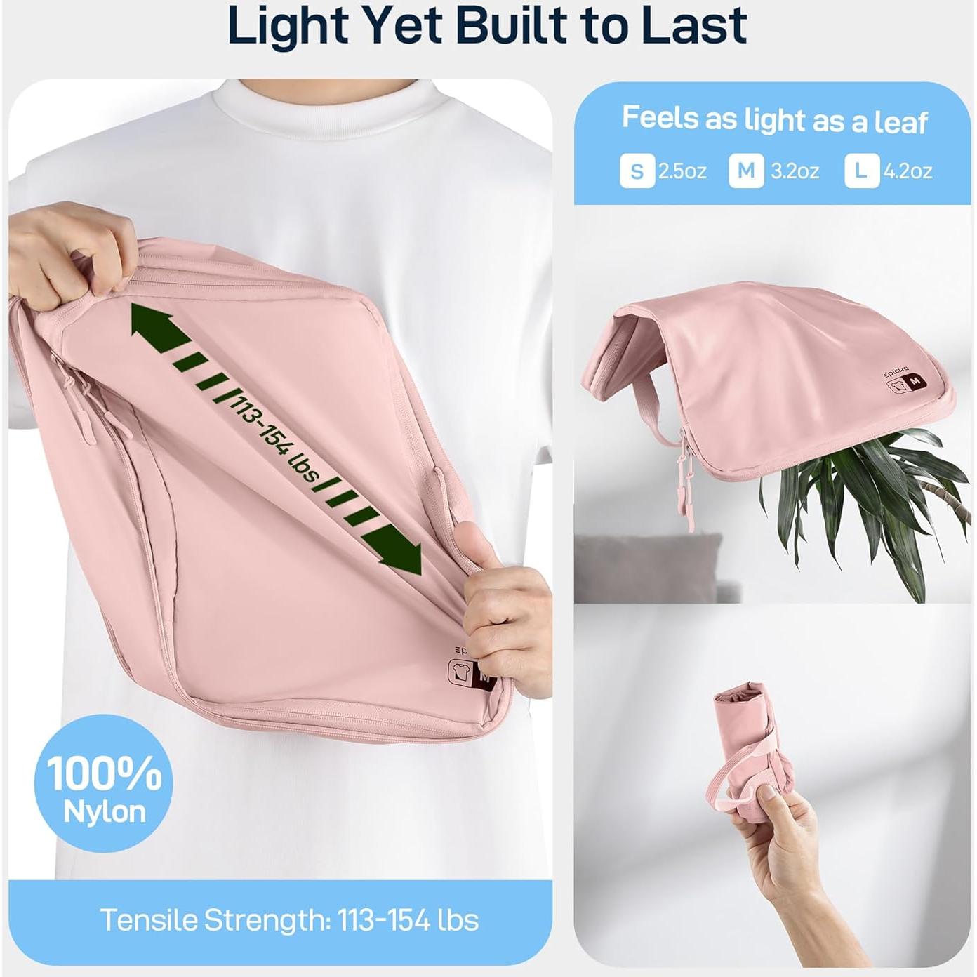 Set de 5 Cubos de Compresión EPICKA Rosa - Organizador de Viaje Resistente al Agua