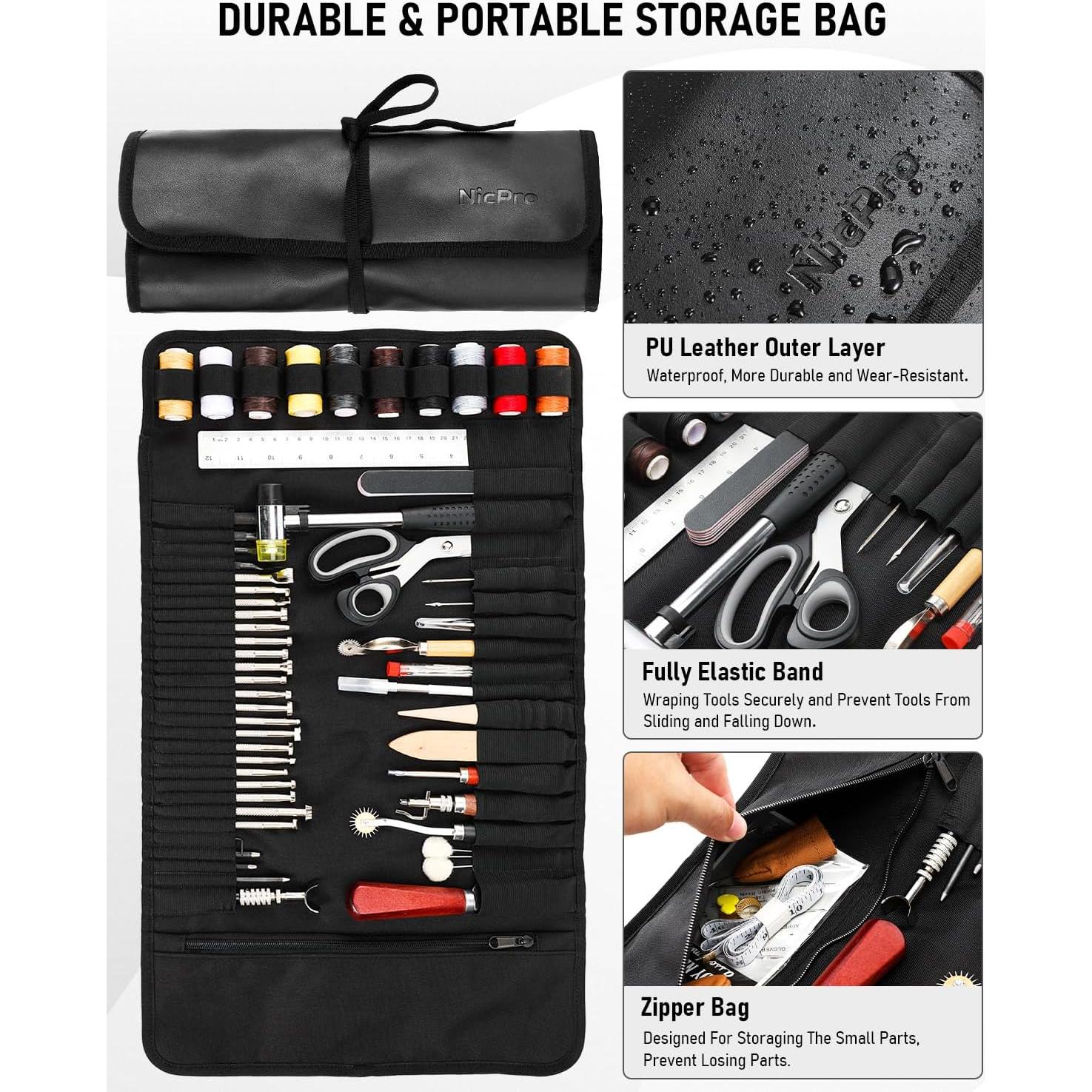 Kit de herramientas de cuero Nicpro 85PCS con bolsa XL