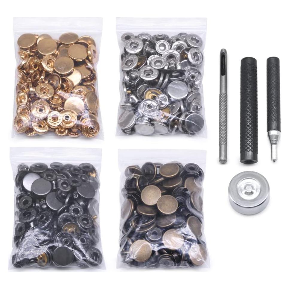 Juego de 120 Botones de Presión SEMINI 10/12.5/15mm Metal