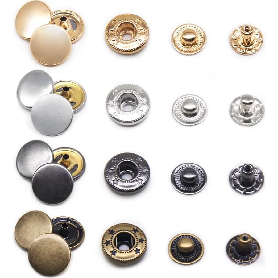 Juego de 120 Botones de Presión SEMINI 10/12.5/15mm Metal