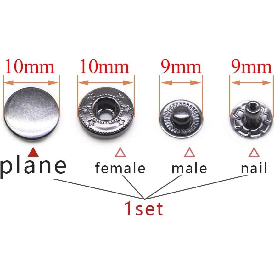 Juego de 120 Botones de Presión SEMINI 10/12.5/15mm Metal