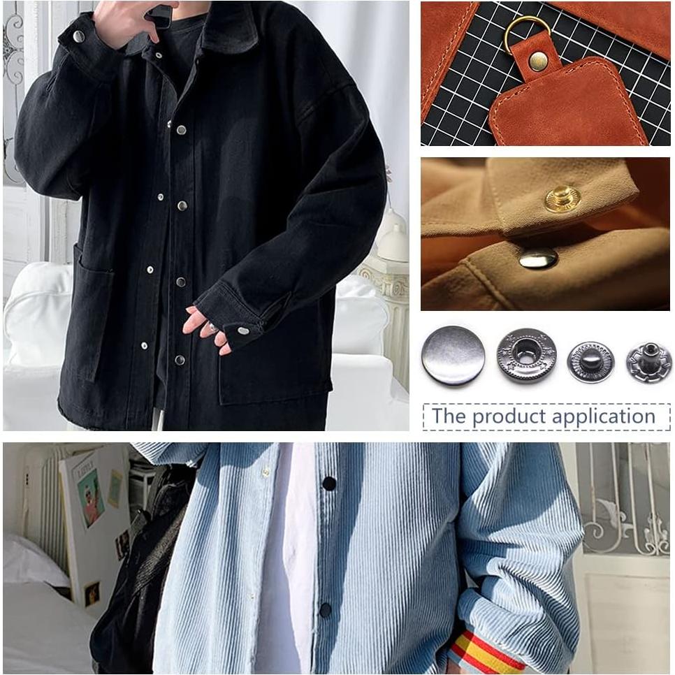 Juego de 120 Botones de Presión SEMINI 10/12.5/15mm Metal