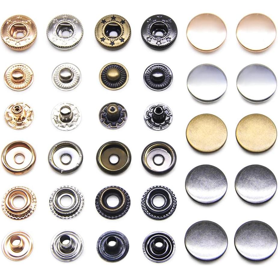 Juego de 120 Botones de Presión SEMINI 10/12.5/15mm Metal