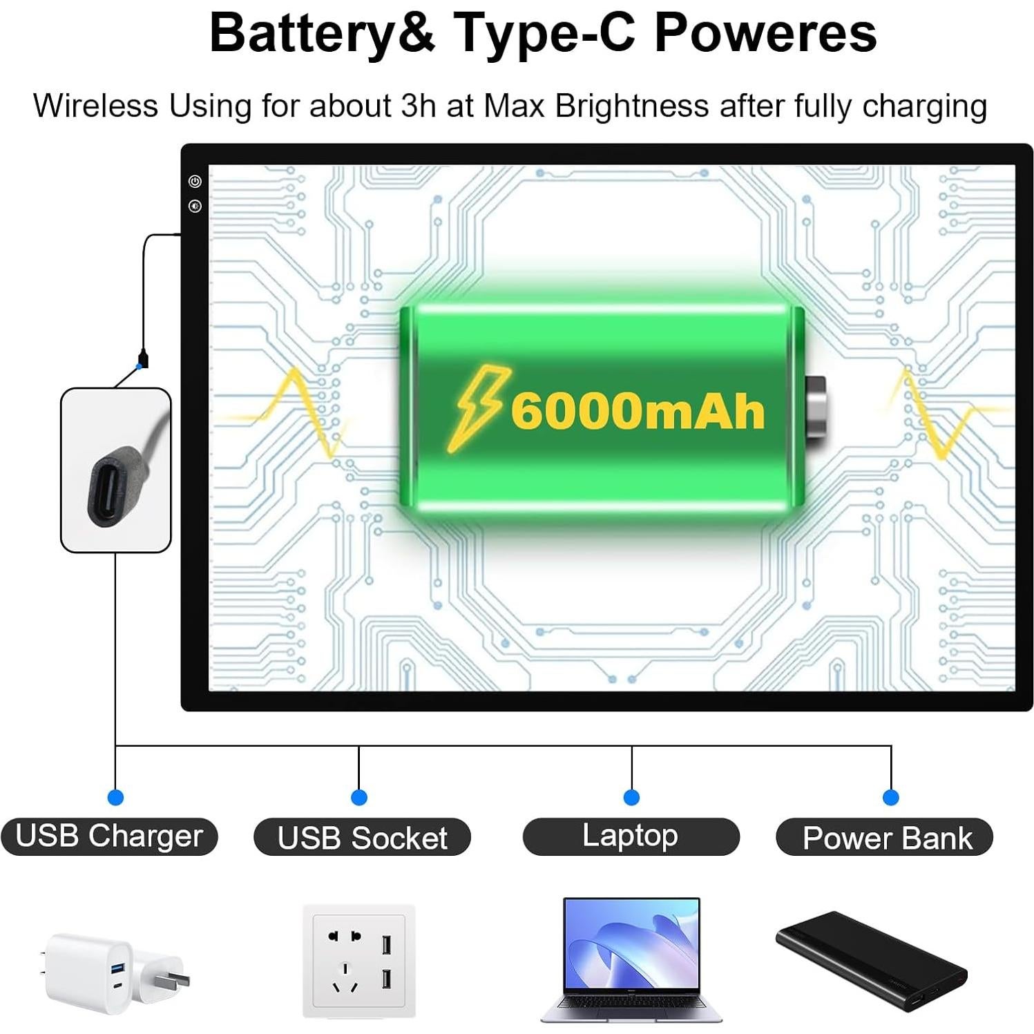 Caja de Luz LED Recargable KOBAIBAN A1 90x60 cm para Dibujo