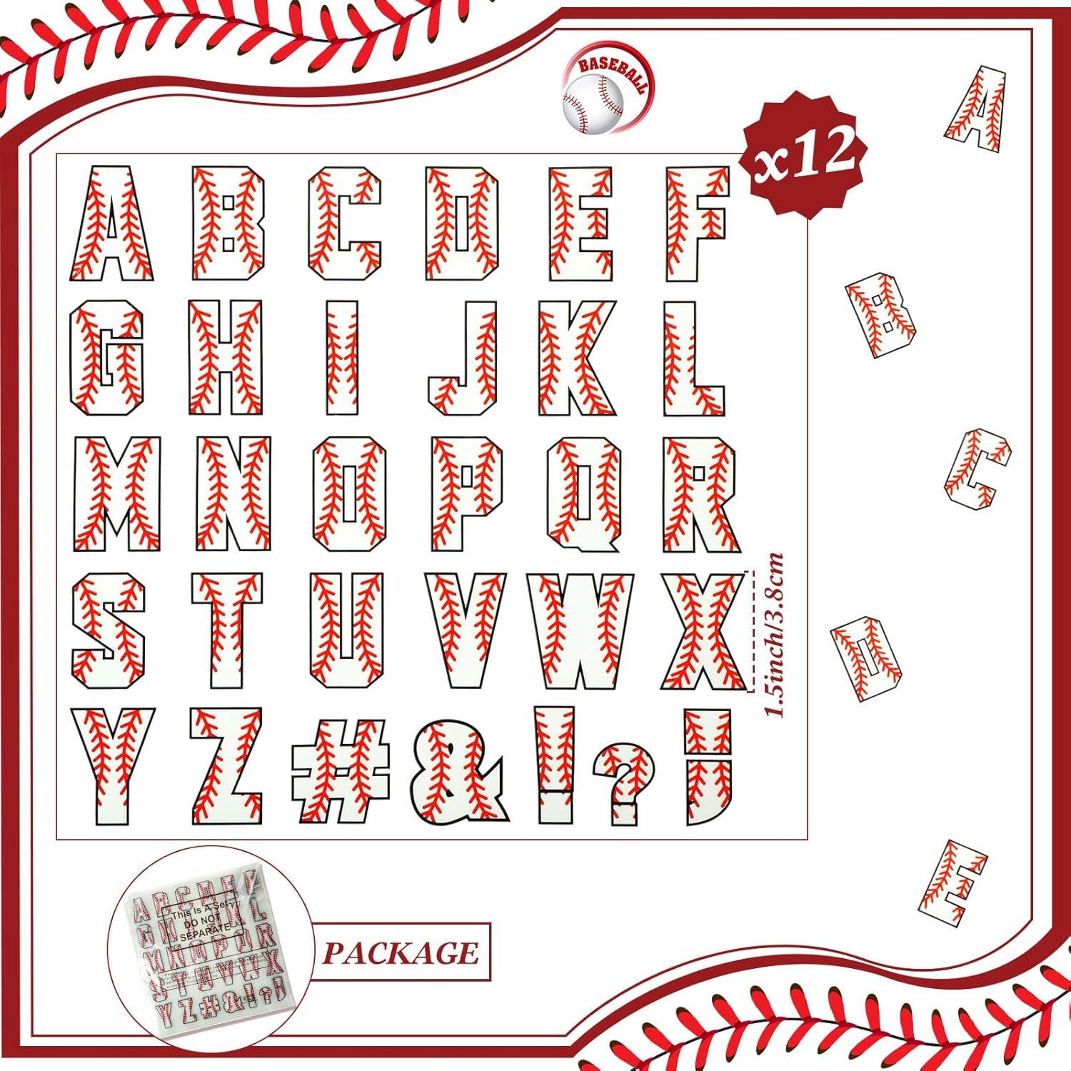 Outus Letras Termoadhesivas de Béisbol 372 Pcs 3.8 cm A-Z