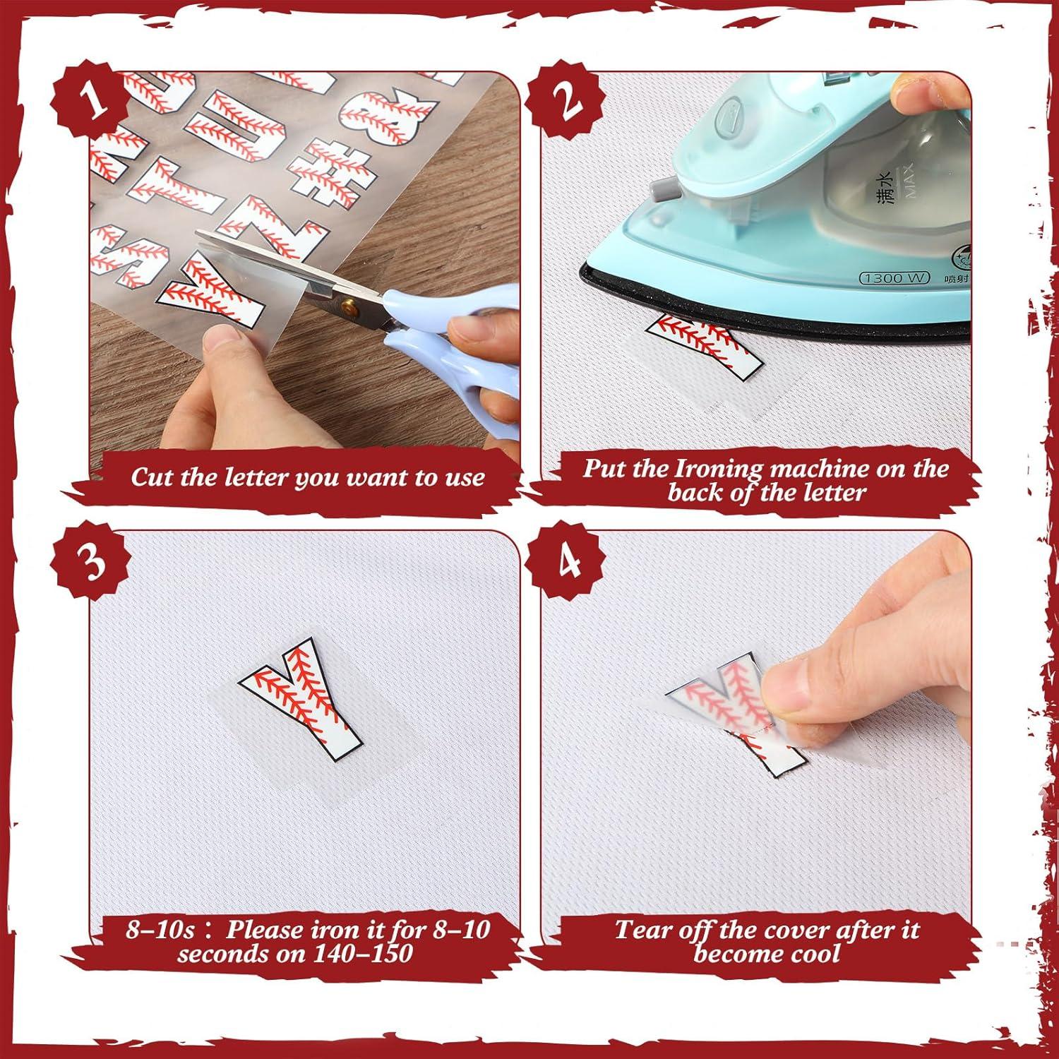 Outus Letras Termoadhesivas de Béisbol 372 Pcs 3.8 cm A-Z