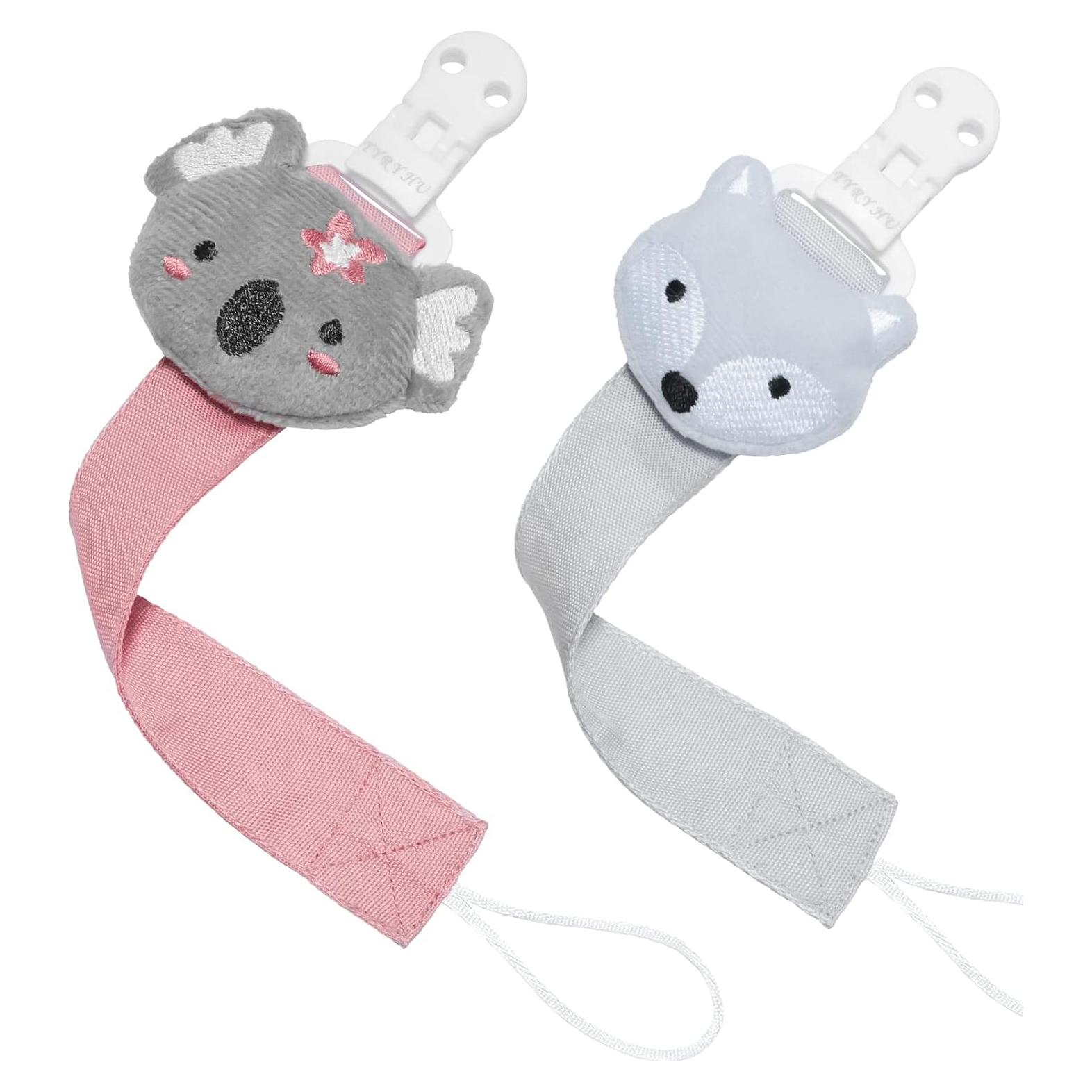 Clip de Chupete TYRY.HU para Niñas - 2 Paquetes Koala y Zorro