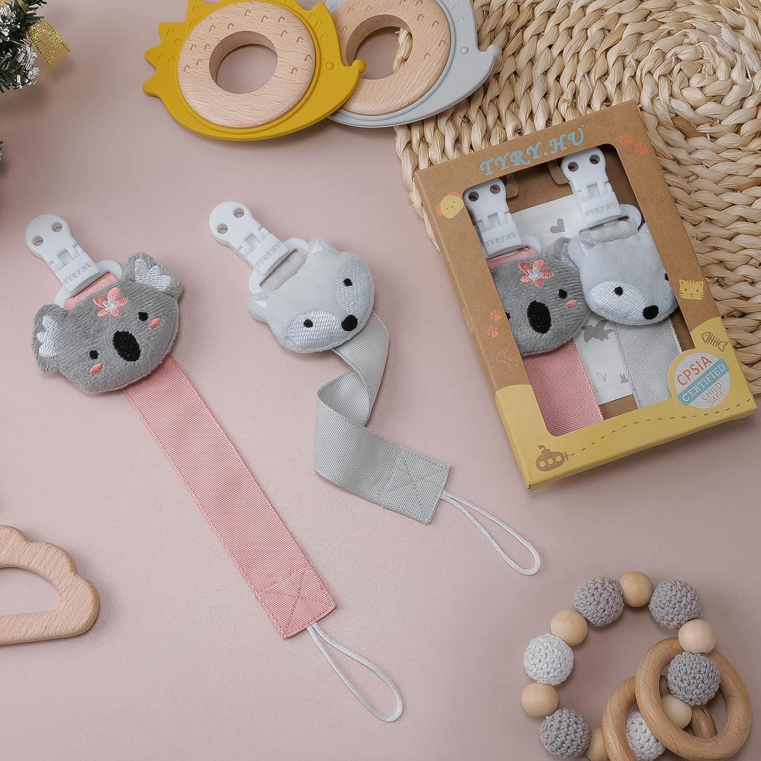 Clip de Chupete TYRY.HU para Niñas - 2 Paquetes Koala y Zorro